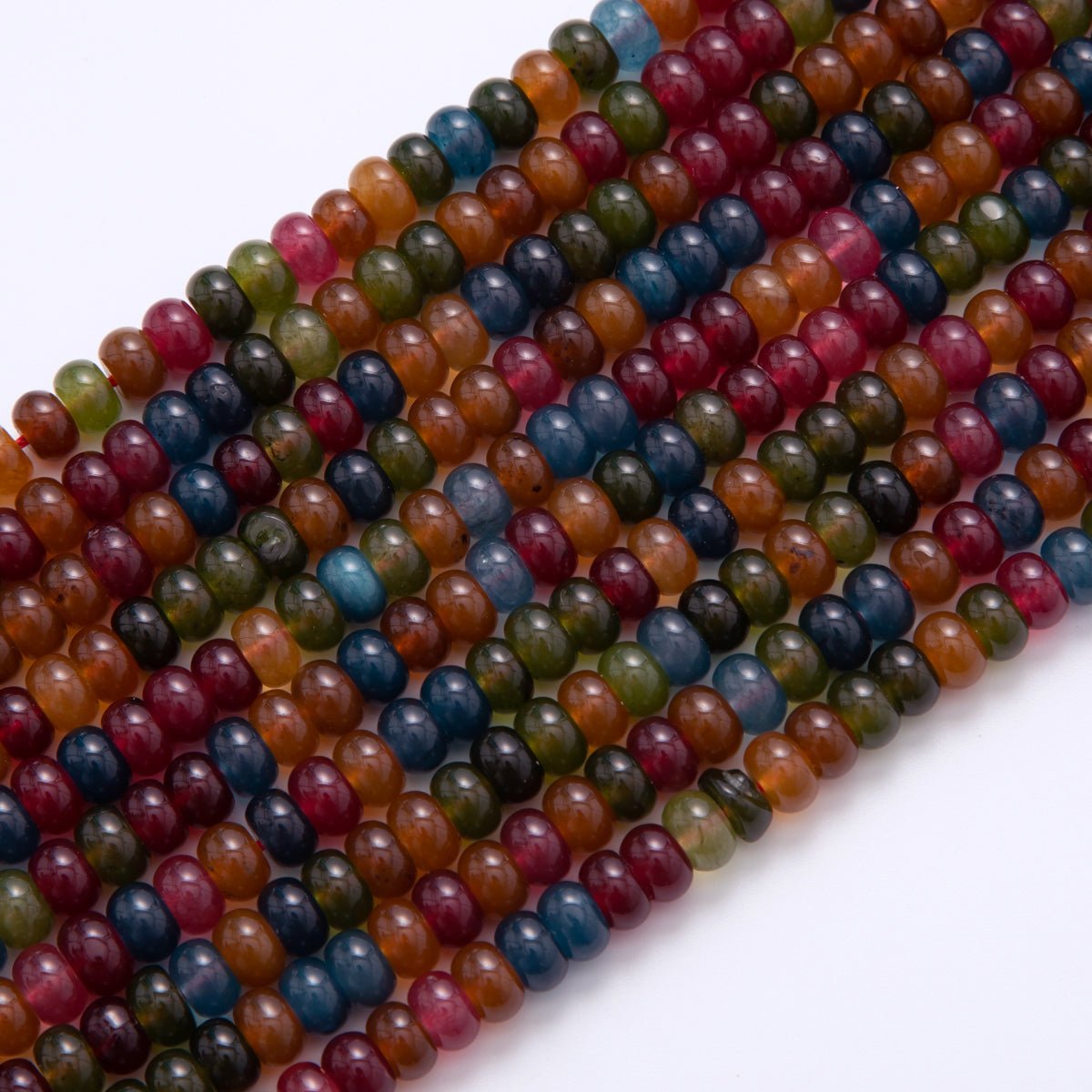 8mm Multicolor Dark Rondelle Natural Gemstone Round Bead Strand Finding | WA - 039 - DLUXCA