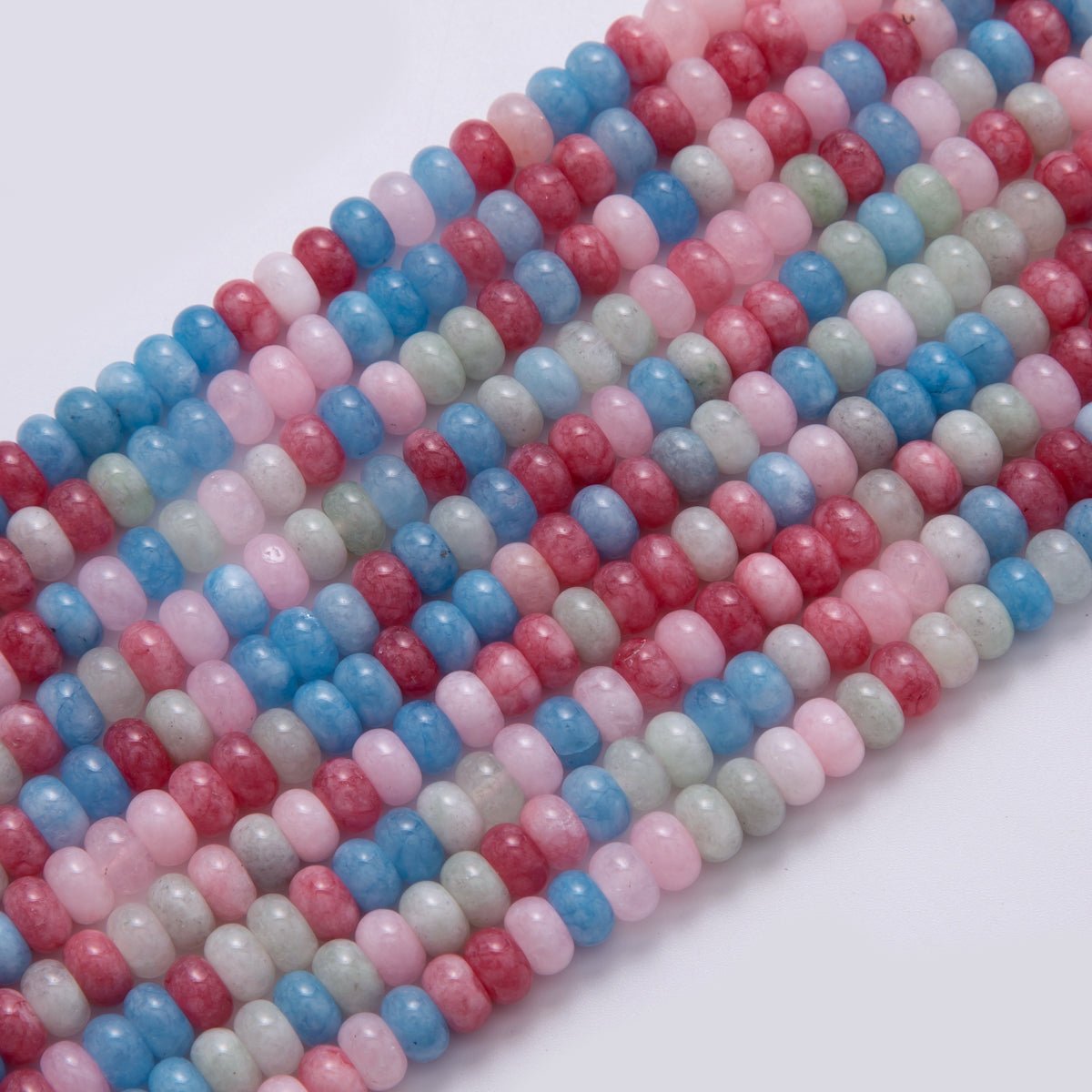 8mm Multicolor Pink - Blue - White Quartz Rondelle Natural Gemstone Bead Strand Finding | WA - 399 - DLUXCA