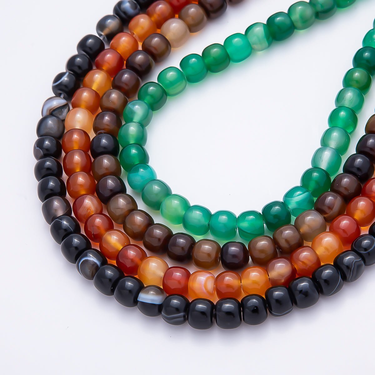 8mm Natural Gemstone Rounded Cube Bead Strand Finding | WA-00024 WA-00034 - DLUXCA