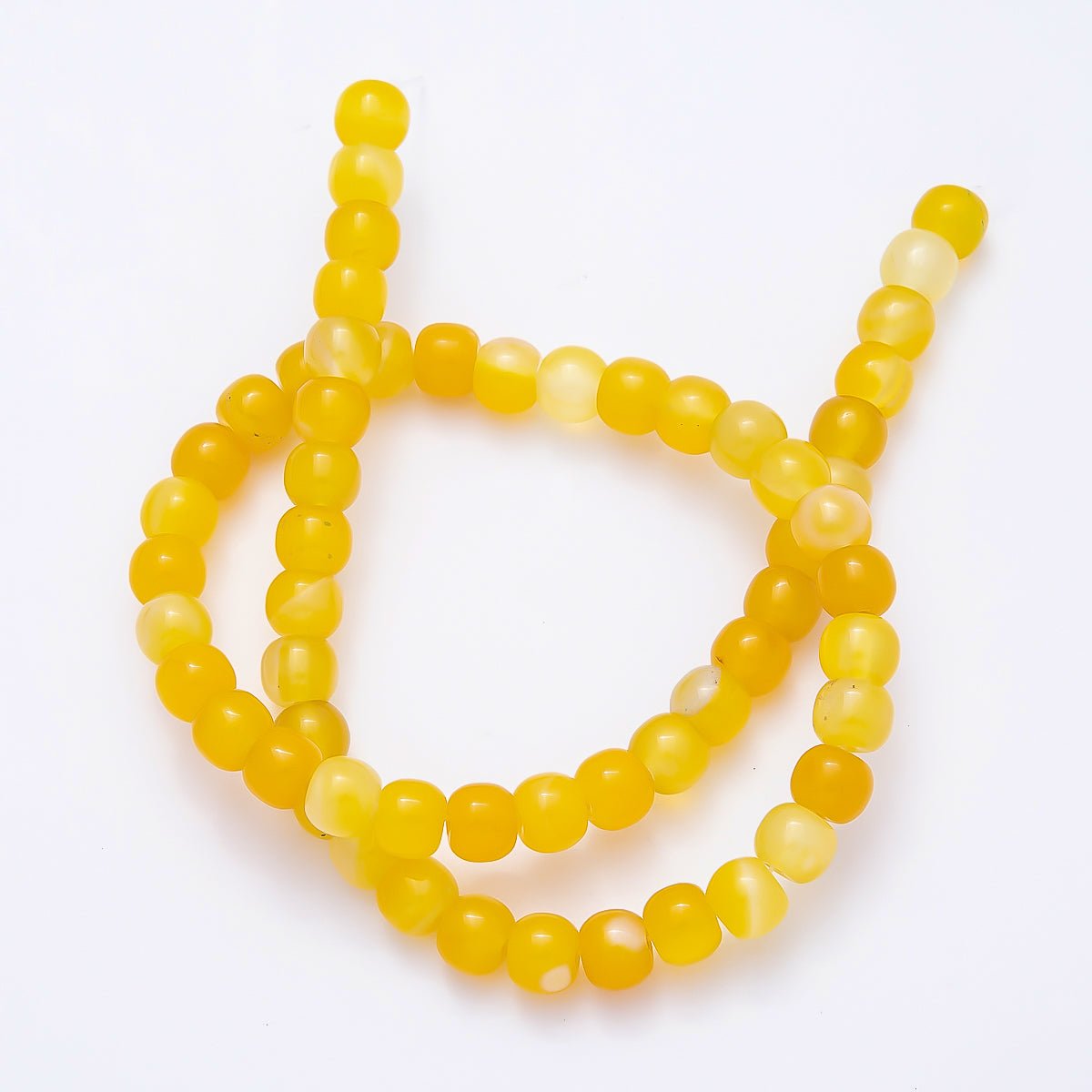 8mm Natural Gemstone Rounded Cube Bead Strand Finding | WA-00024 WA-00034 - DLUXCA