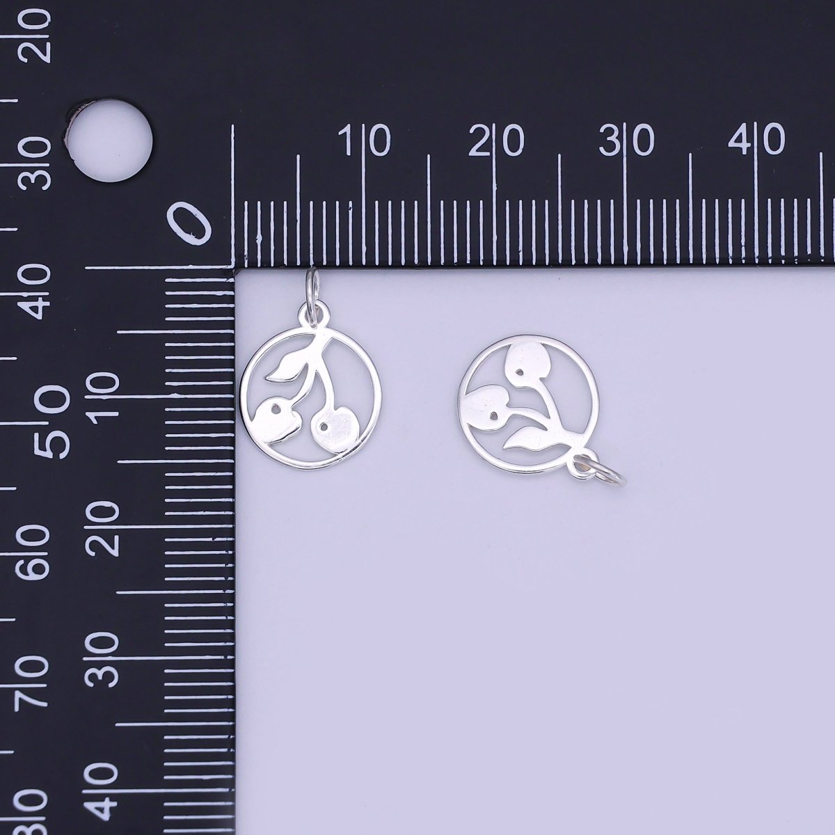 925 Sterling Silver Cherry Charm, Fruity Charm Silver Cherry Charm for Necklace Bracelet Earring, Fruit Charm SL - 124 - DLUXCA