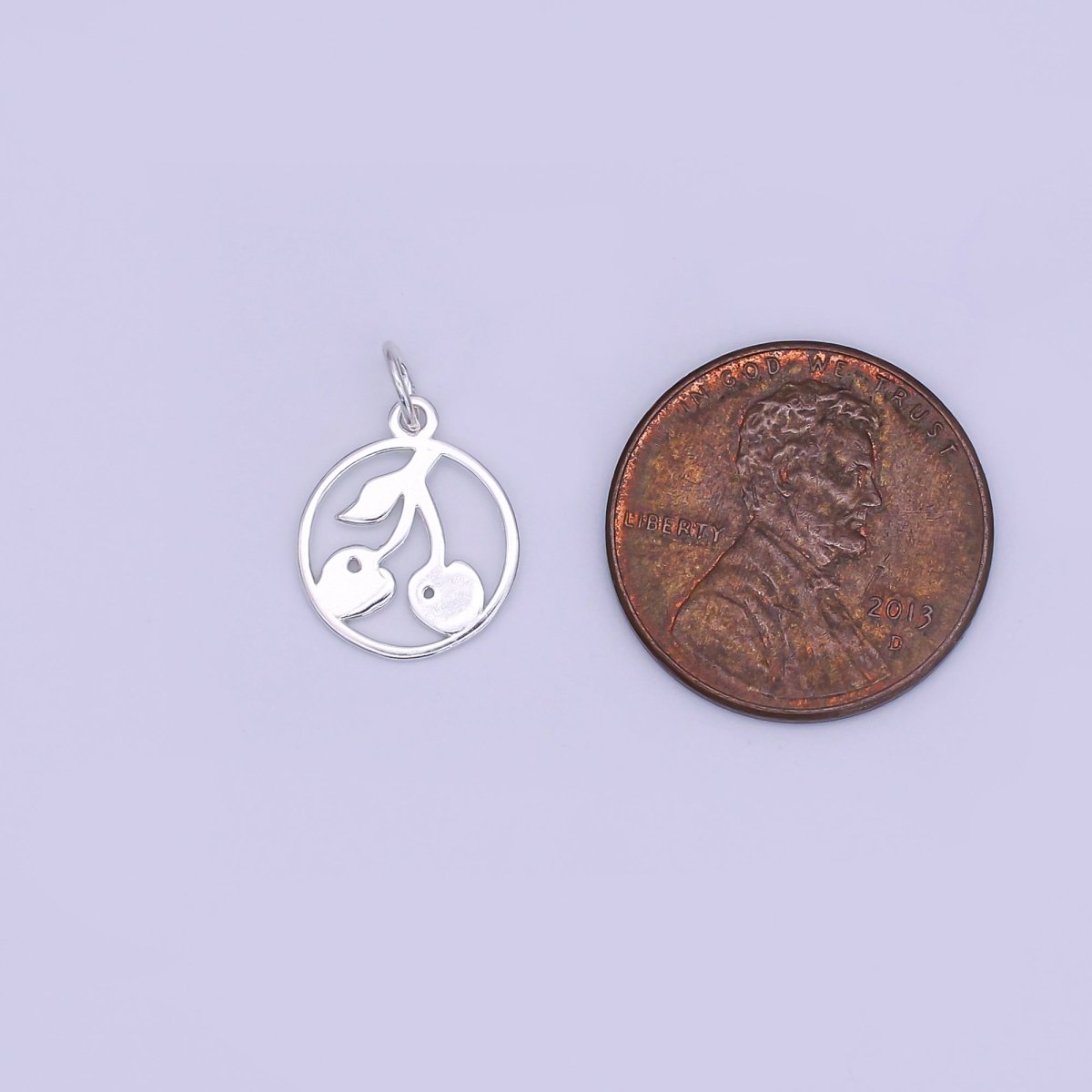 925 Sterling Silver Cherry Charm, Fruity Charm Silver Cherry Charm for Necklace Bracelet Earring, Fruit Charm SL - 124 - DLUXCA
