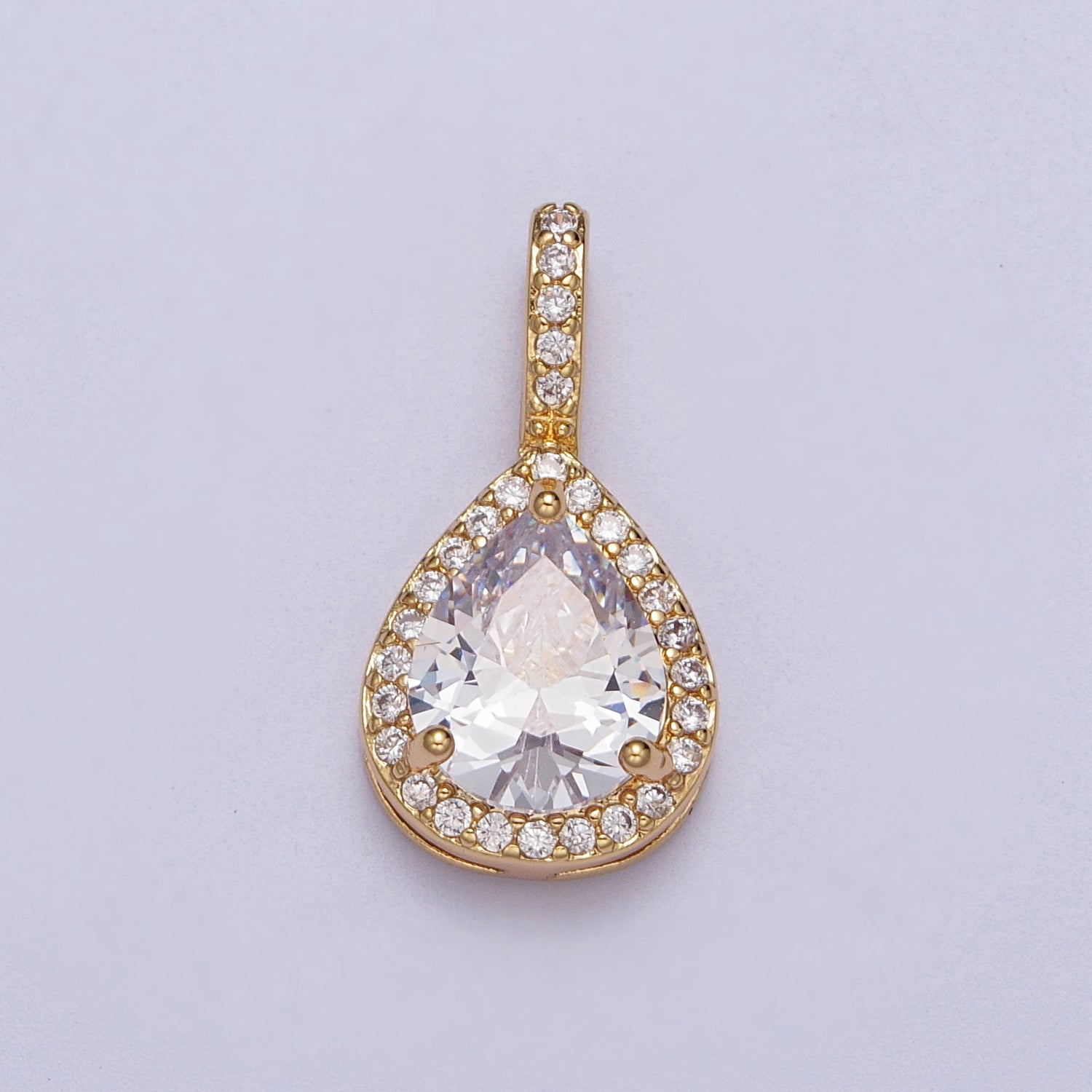 21mm Clear, Red, Green CZ Micro Paved Teardrop Solitaire Pendant | AA00011 - AA00013