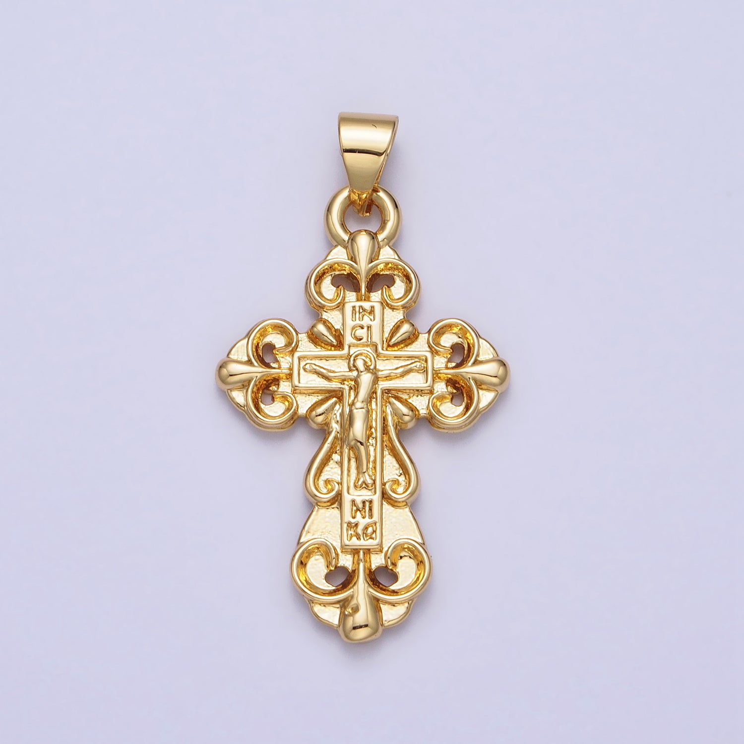 Gold 30mm Crucifix Crucified Fleury Passion Crucifix Cross Religious Pendant | AA161