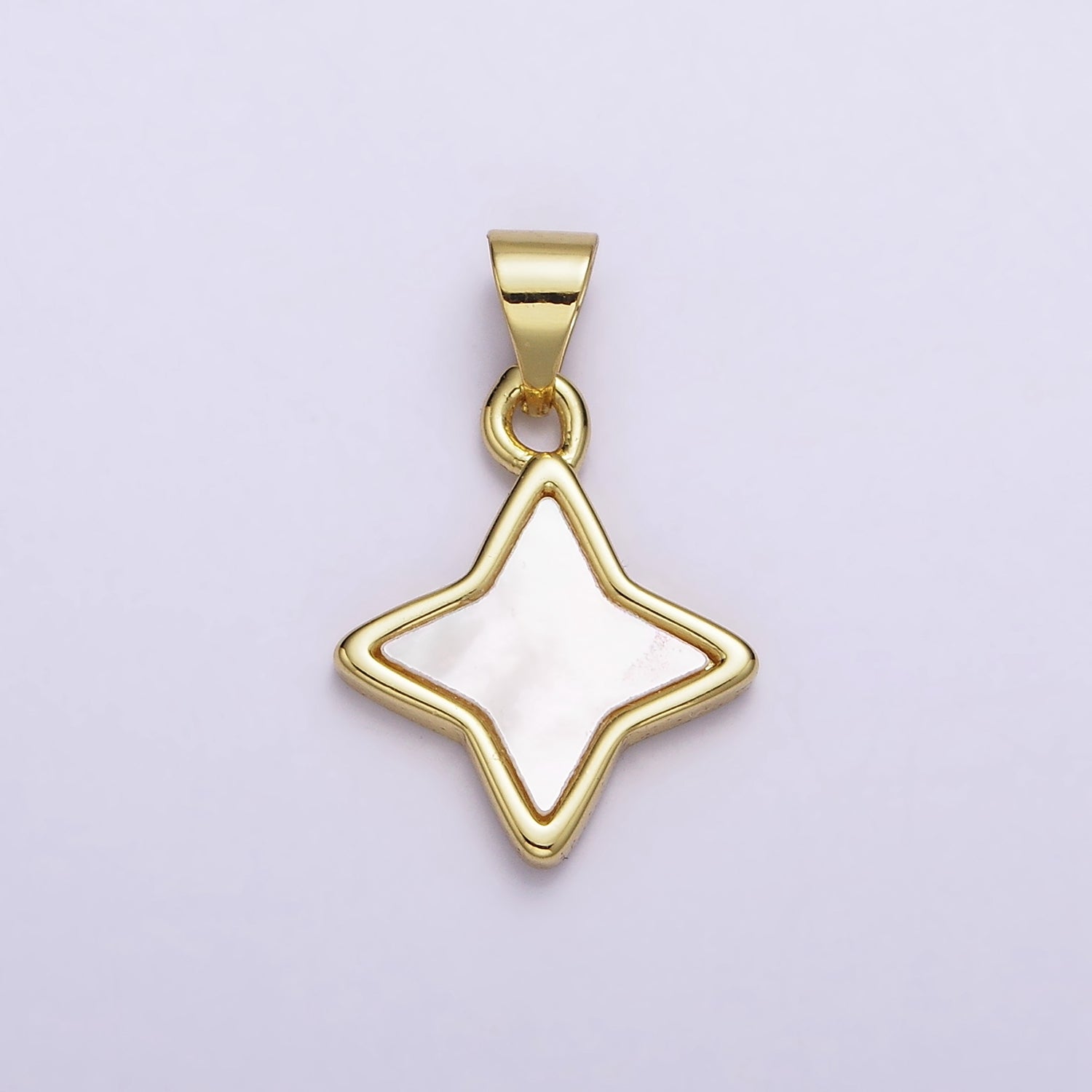 18K Gold Filled 20mm Shell Pearl Bezel Celestial Star Pendant | AA552