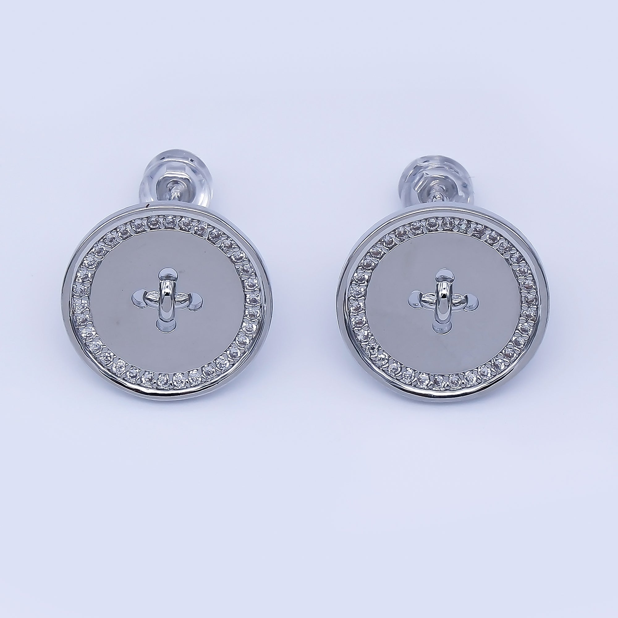 24K Gold Filled Micro Pave CZ Button Stud Earring | AB1638