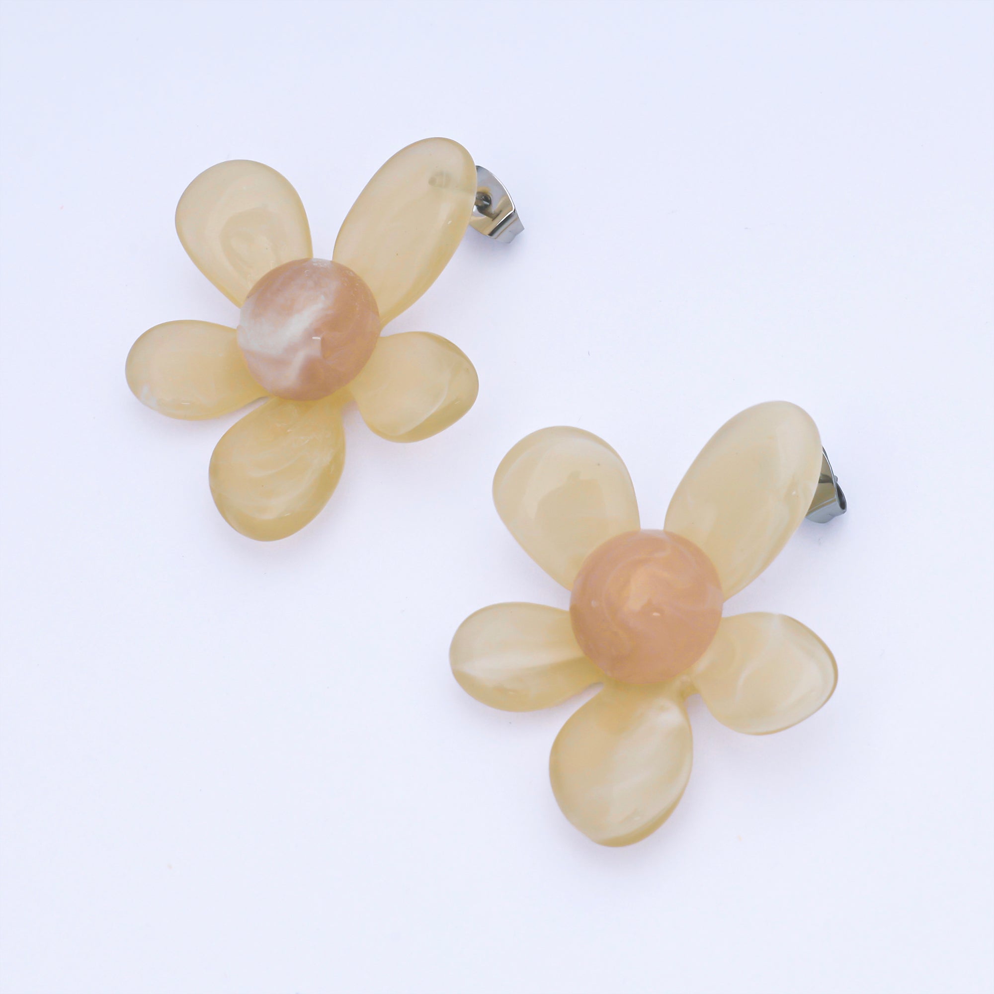 Silver Colorful Resin 3D Dasiy Flower Stud Earrings Spring Jewelry| ab1636