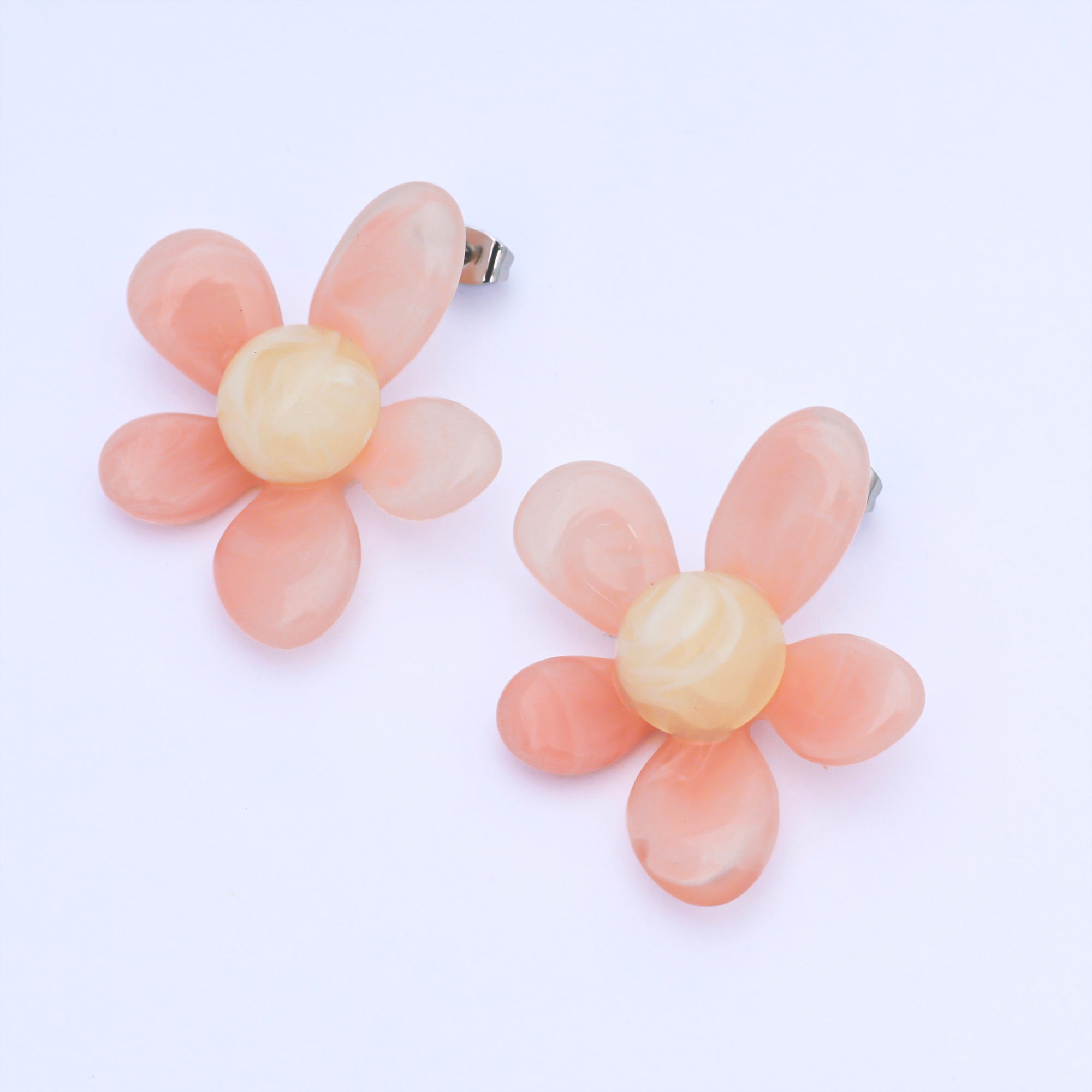 Silver Colorful Resin 3D Dasiy Flower Stud Earrings Spring Jewelry| ab1636