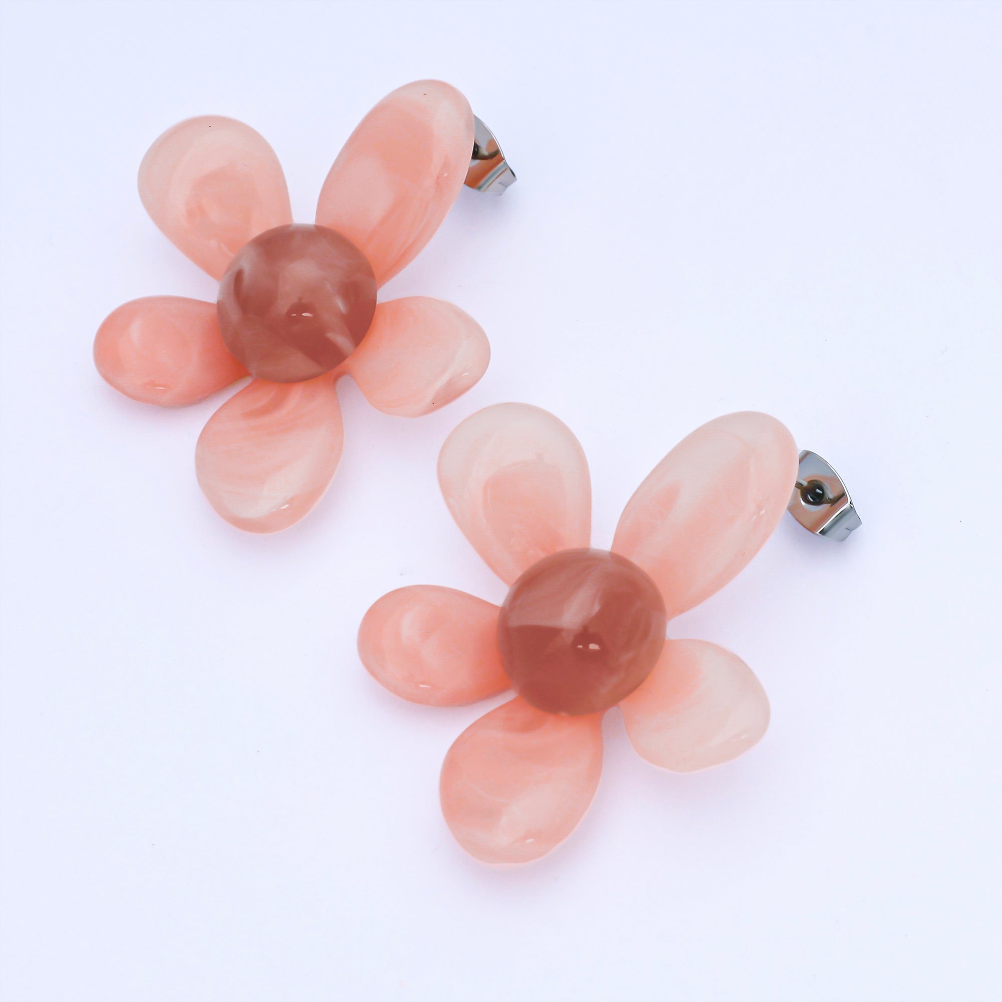 Silver Colorful Resin 3D Dasiy Flower Stud Earrings Spring Jewelry| ab1636