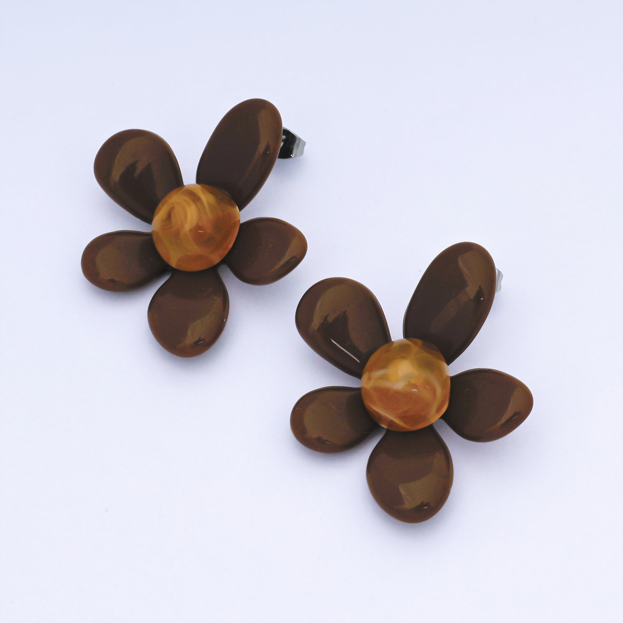 Silver Colorful Resin 3D Dasiy Flower Stud Earrings Spring Jewelry| ab1636