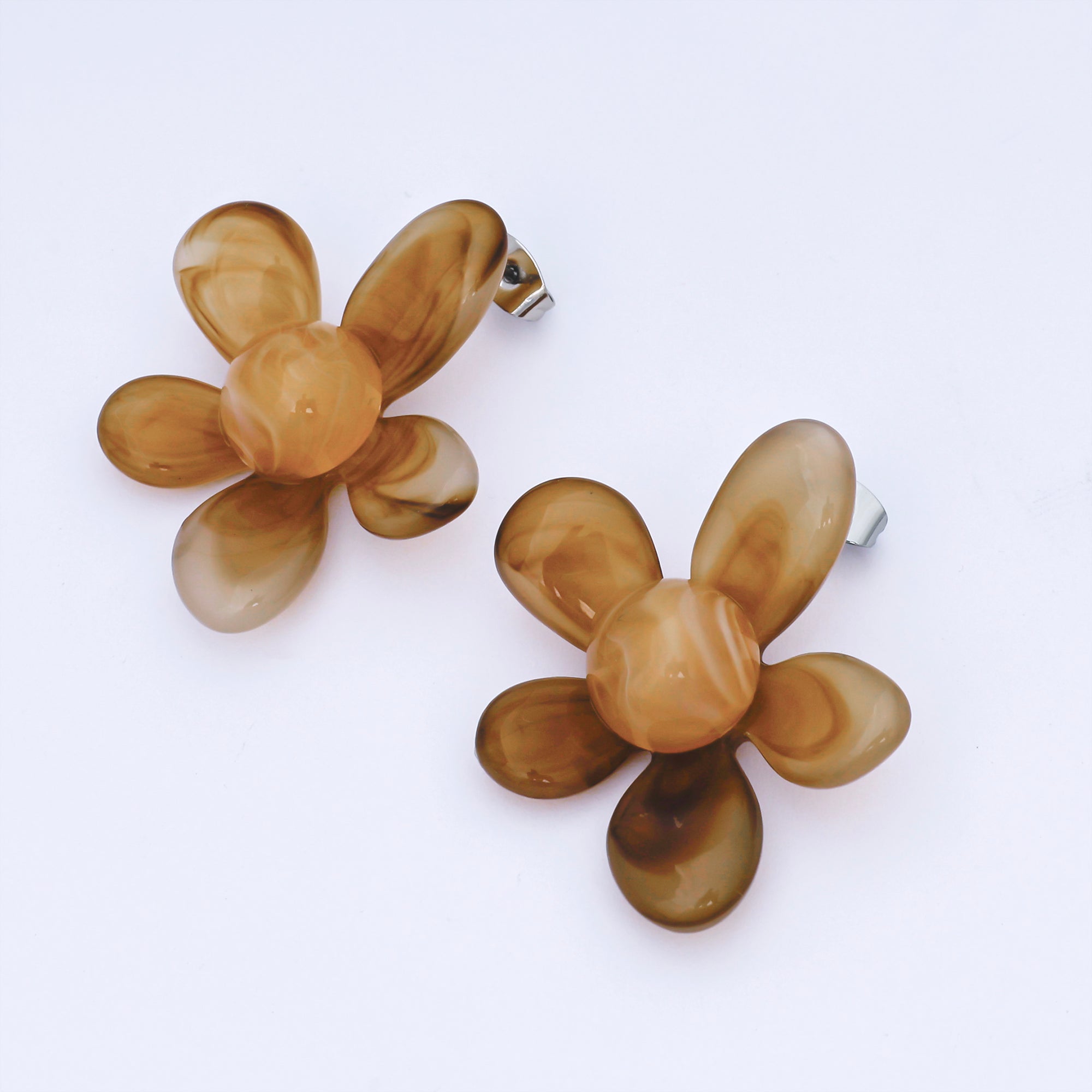 Silver Colorful Resin 3D Dasiy Flower Stud Earrings Spring Jewelry| ab1636