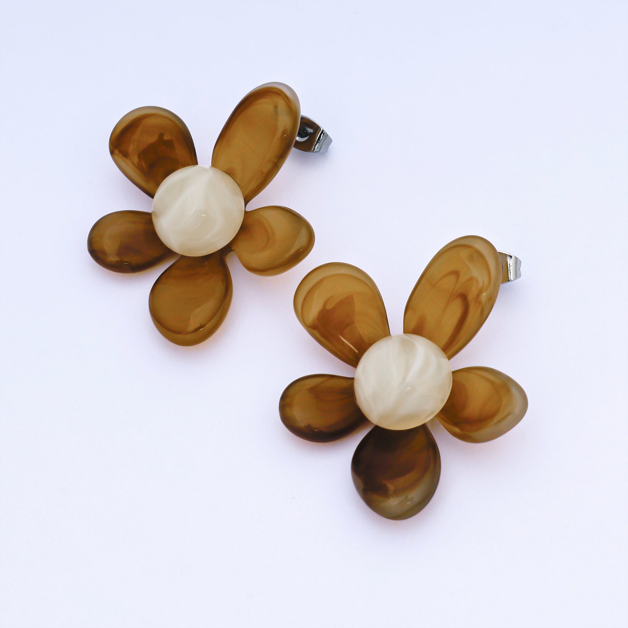 Silver Colorful Resin 3D Dasiy Flower Stud Earrings Spring Jewelry| ab1636