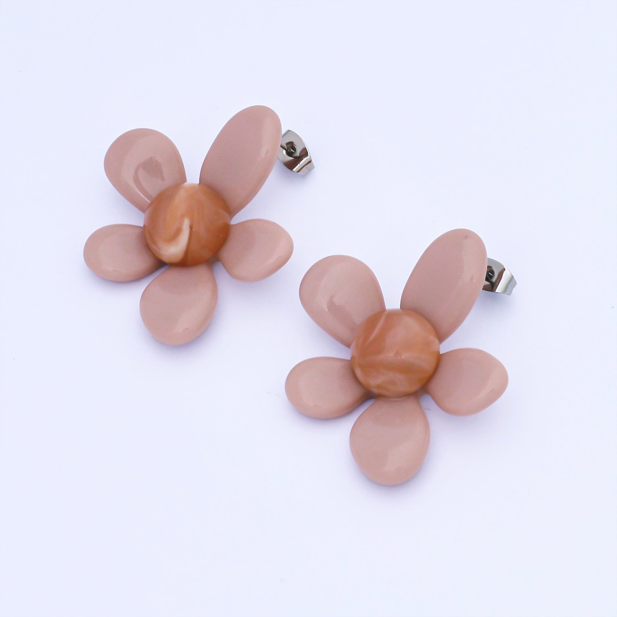 Silver Colorful Resin 3D Dasiy Flower Stud Earrings Spring Jewelry| ab1636