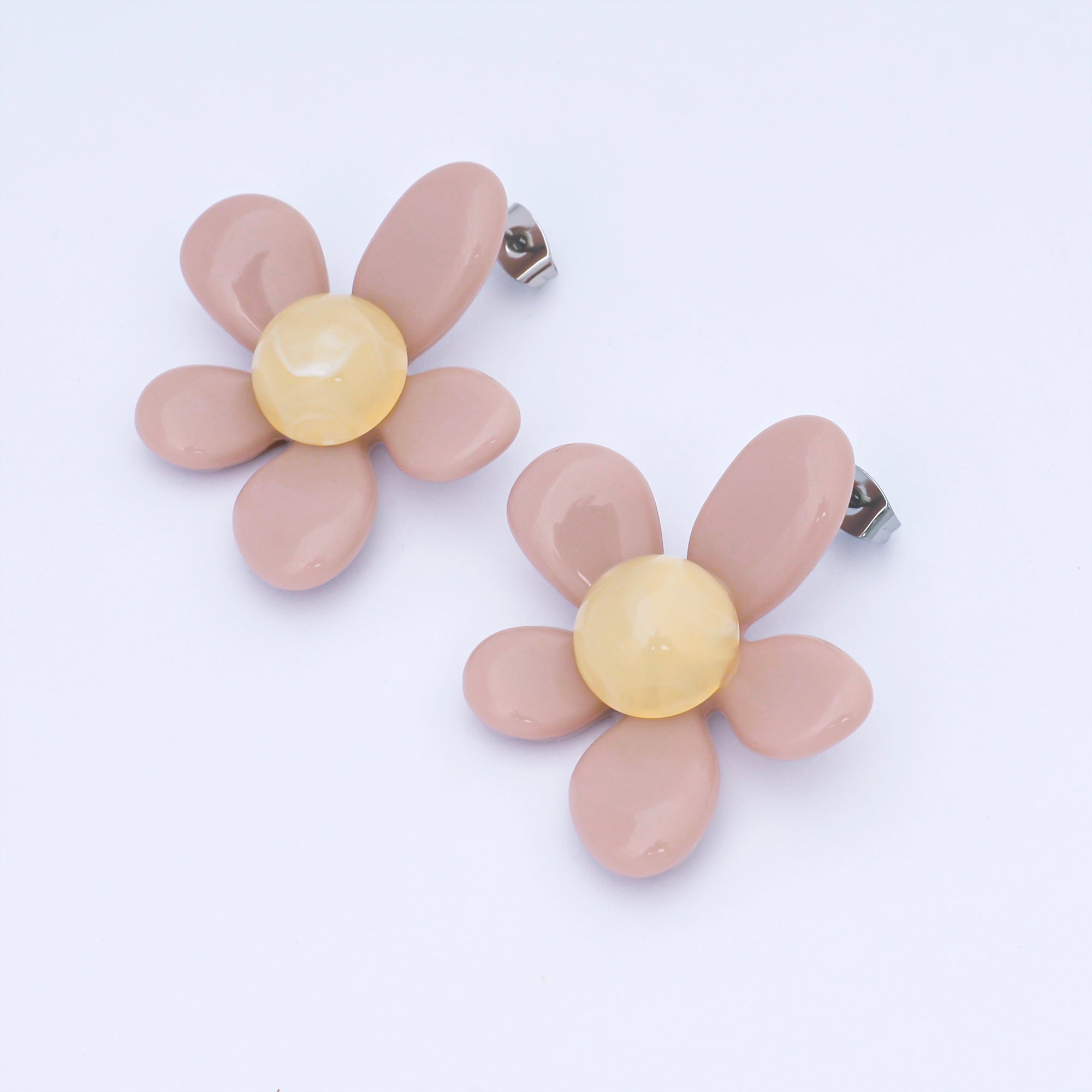 Silver Colorful Resin 3D Dasiy Flower Stud Earrings Spring Jewelry| ab1636