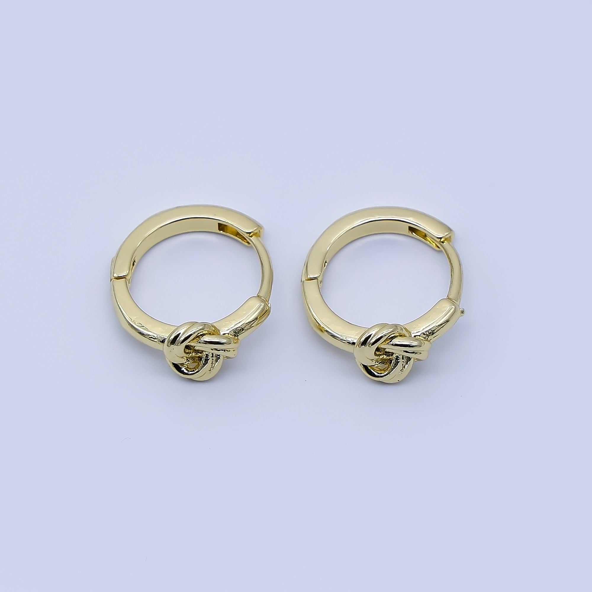 24K Gold Filled 12.5mm Geometric Knot Huggie Earrings in Gold & Silver | AB1658 AB1659