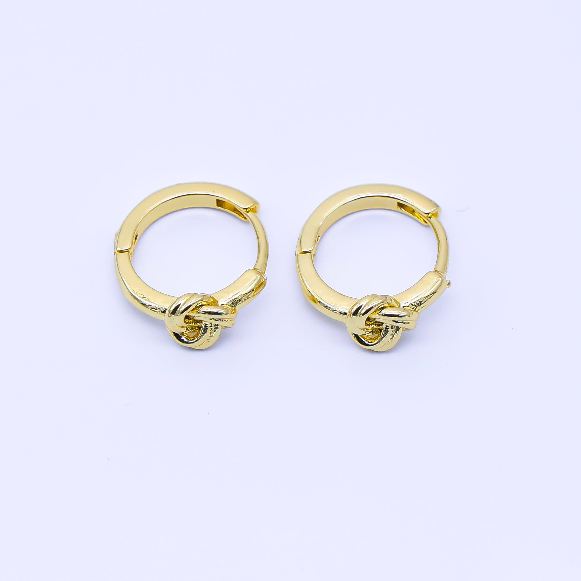 24K Gold Filled 12.5mm Geometric Knot Cartilage Huggie Earrings in Gold & Silver | AB1658 AB1659