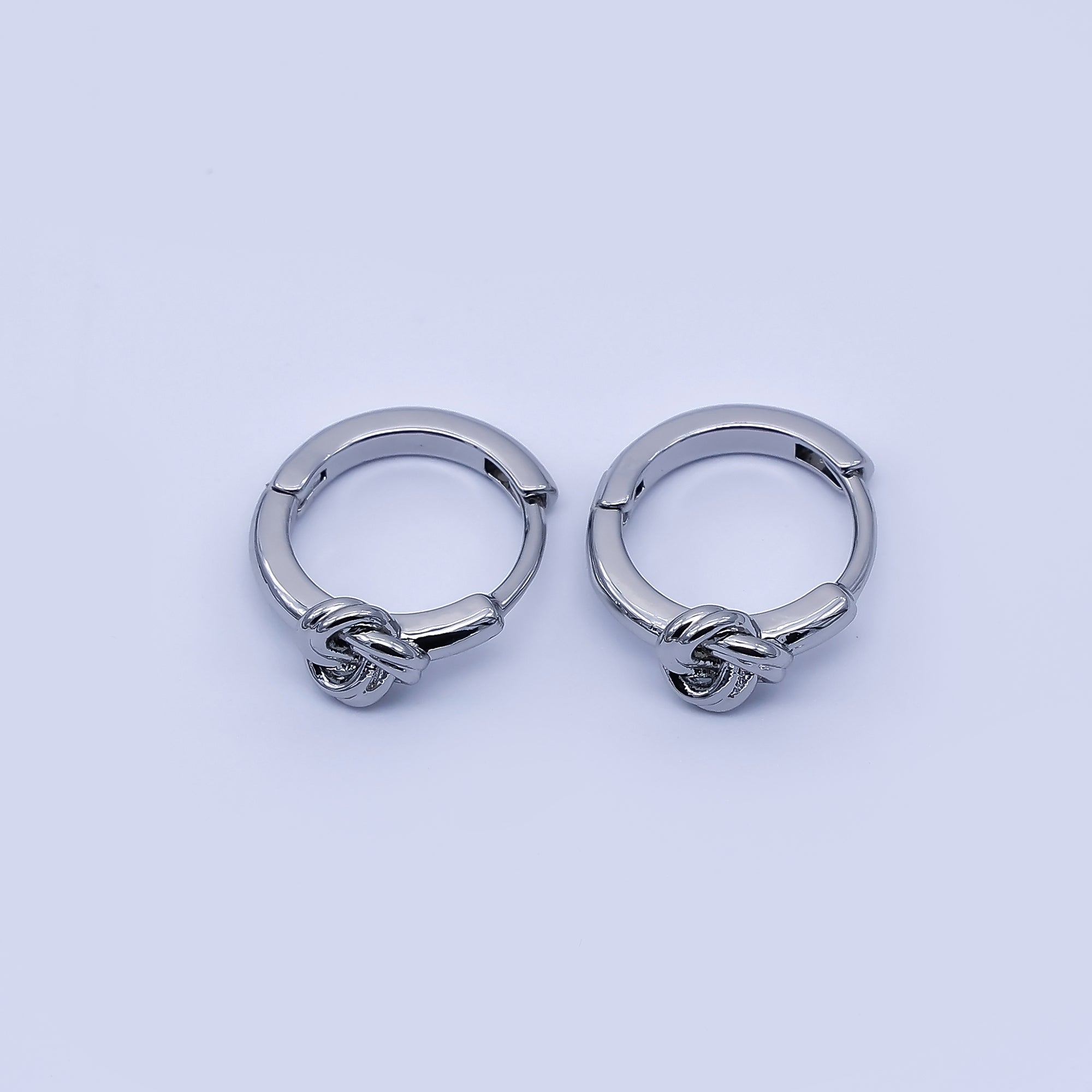 24K Gold Filled 12.5mm Geometric Knot Huggie Earrings in Gold & Silver | AB1658 AB1659