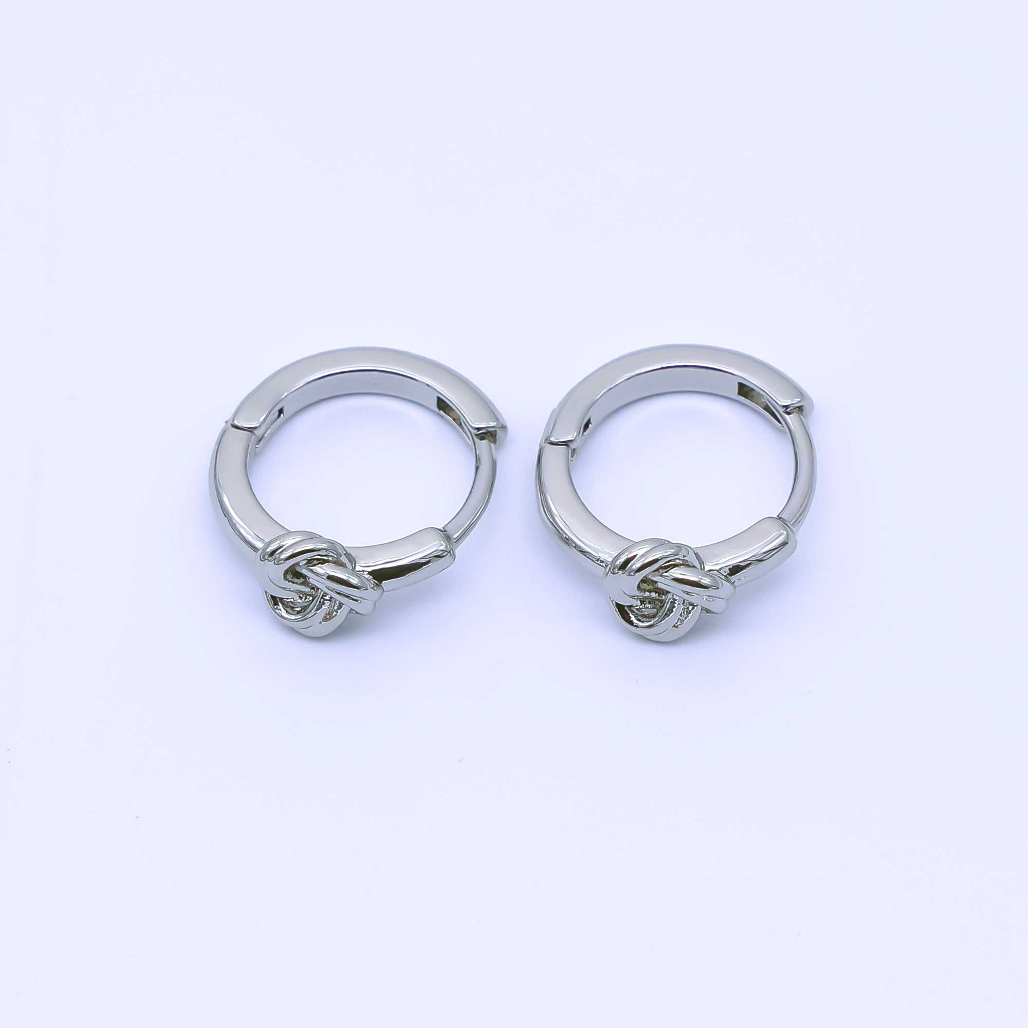 24K Gold Filled 12.5mm Geometric Knot Cartilage Huggie Earrings in Gold & Silver | AB1658 AB1659