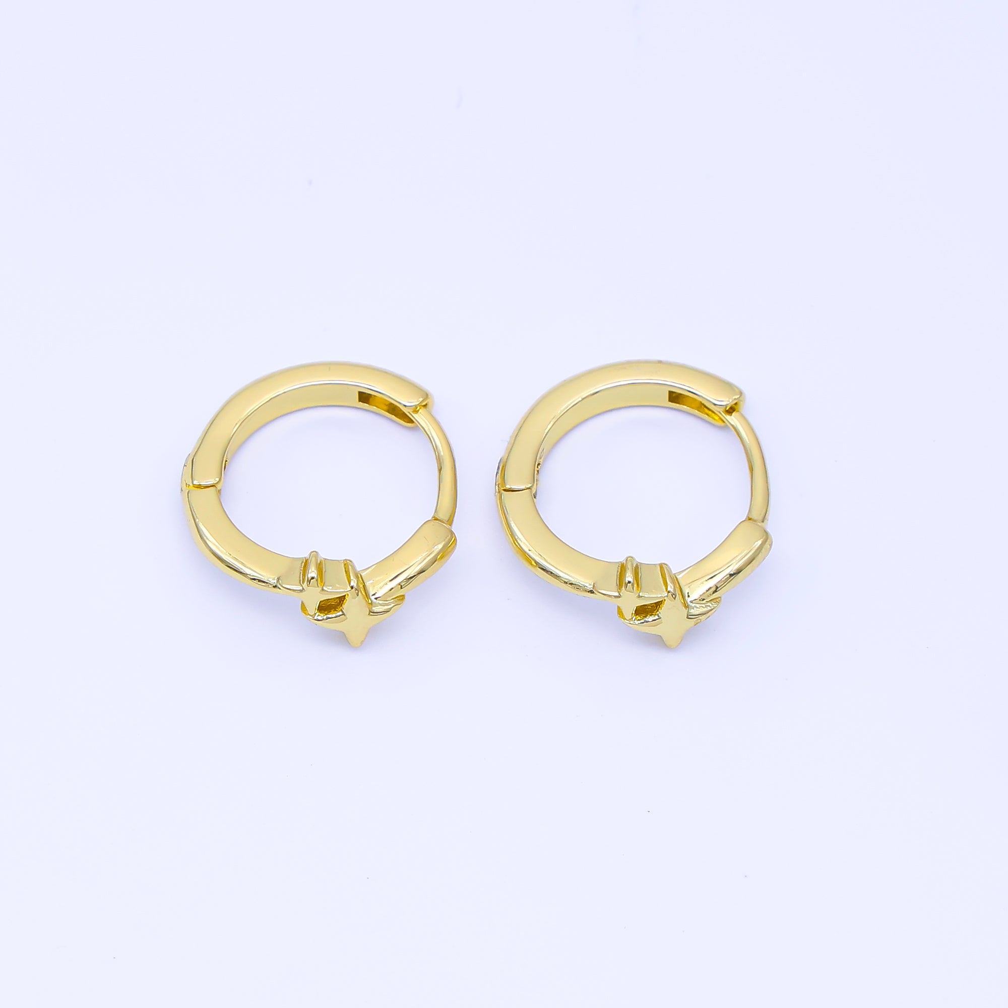 24K Gold Filled 12.7mm Celestial Star Huggie Earrings in Gold & Silver | AB1660 AB1661