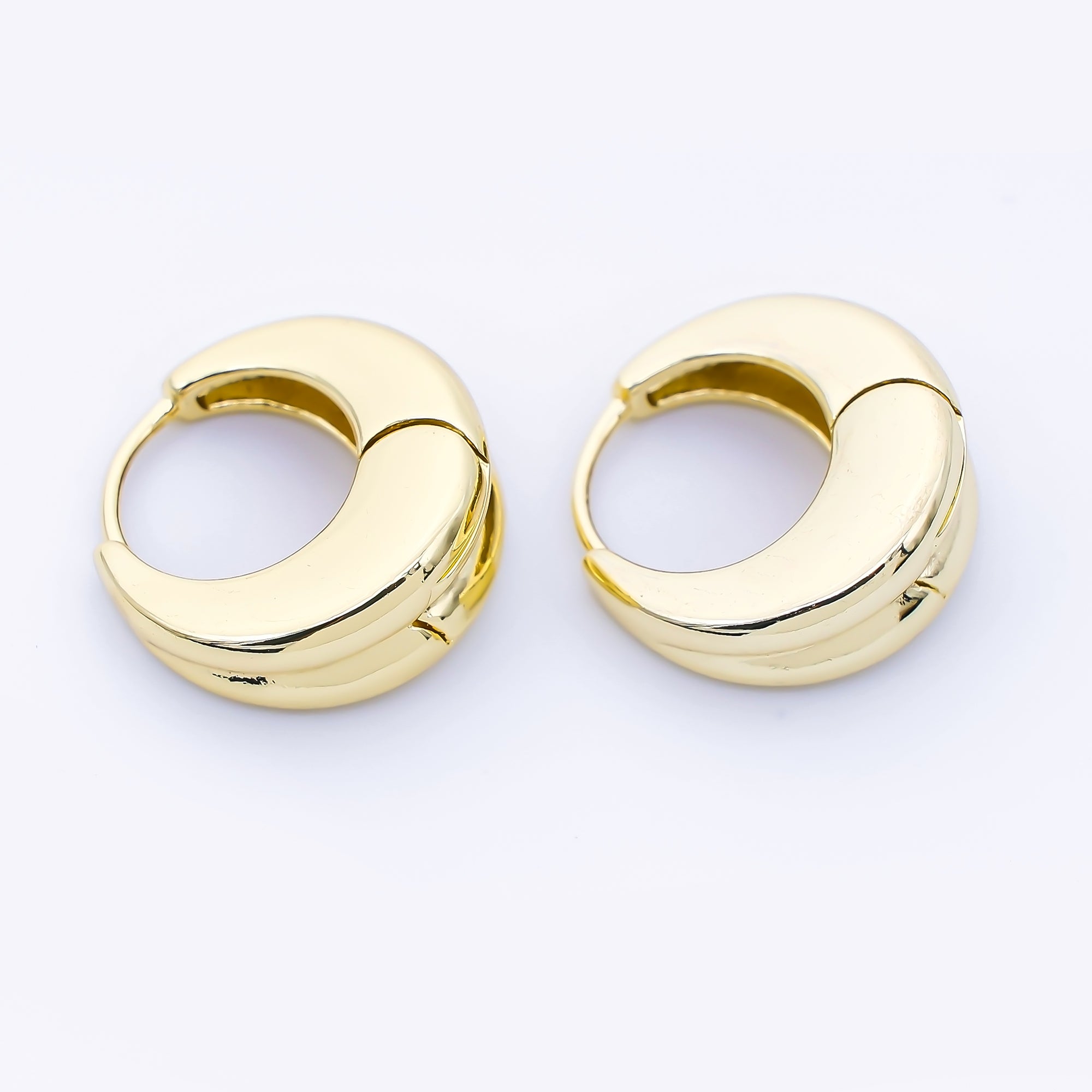 24K Gold Filled 17.5mm Minimalist Dome Hoop Earrings in Gold & Silver | AB1669 AB1670