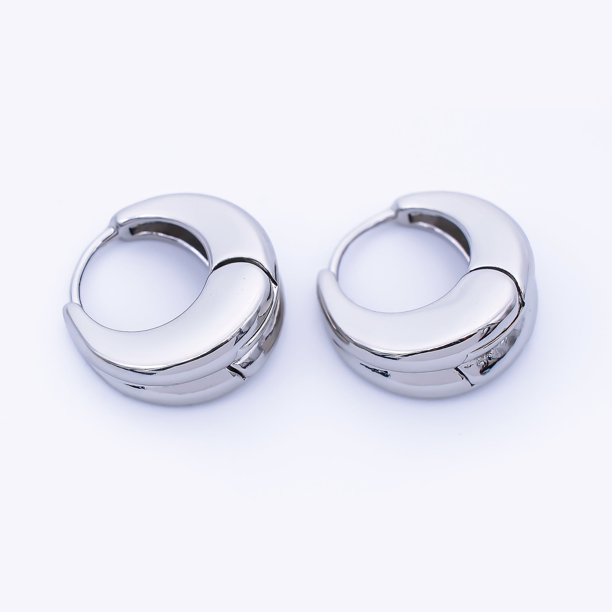 24K Gold Filled 17.5mm Minimalist Dome Hoop Earrings in Gold & Silver | AB1669 AB1670