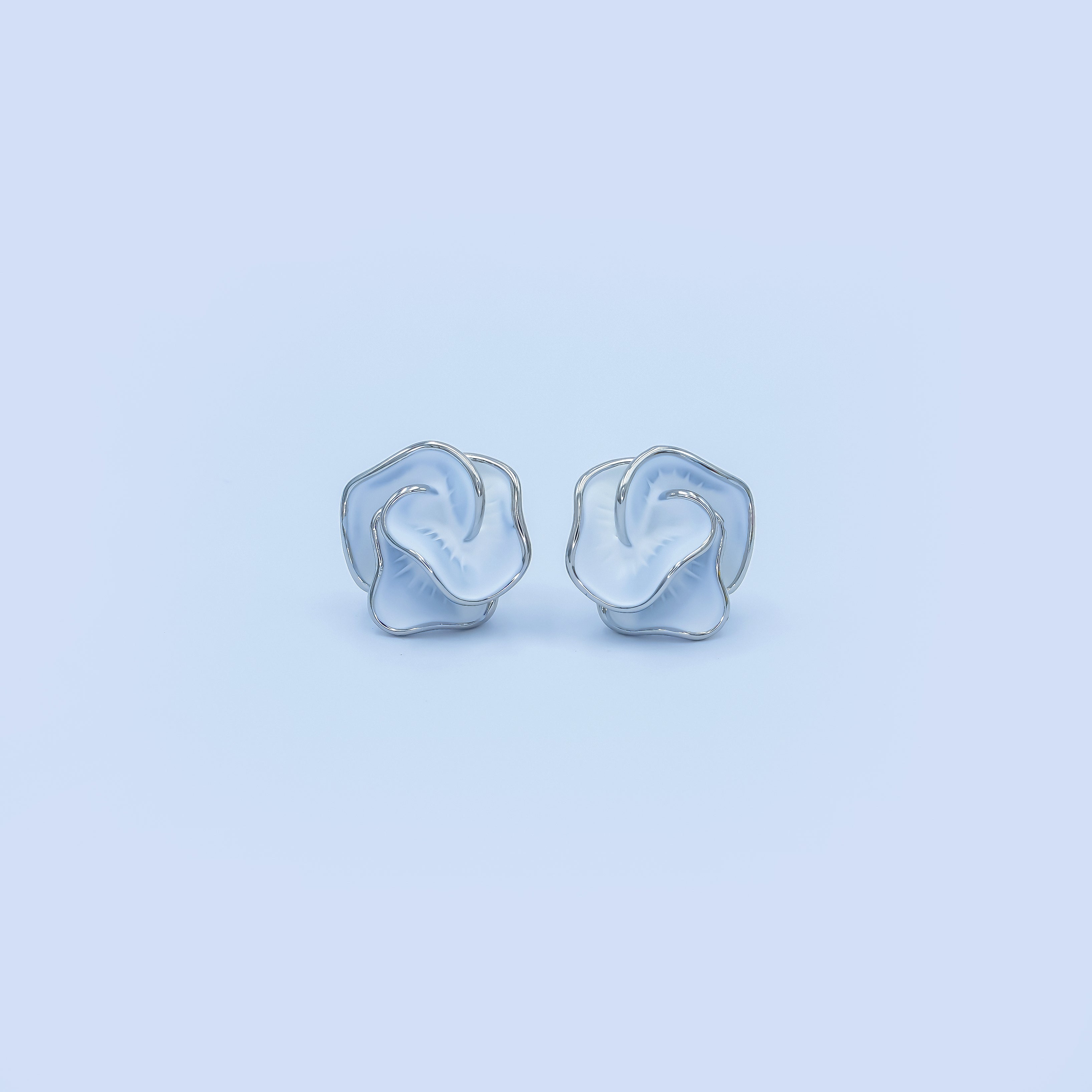 24K Gold Plated Black, White Rose Flower Stud Earrings in Gold & Silver | AB242 AB243