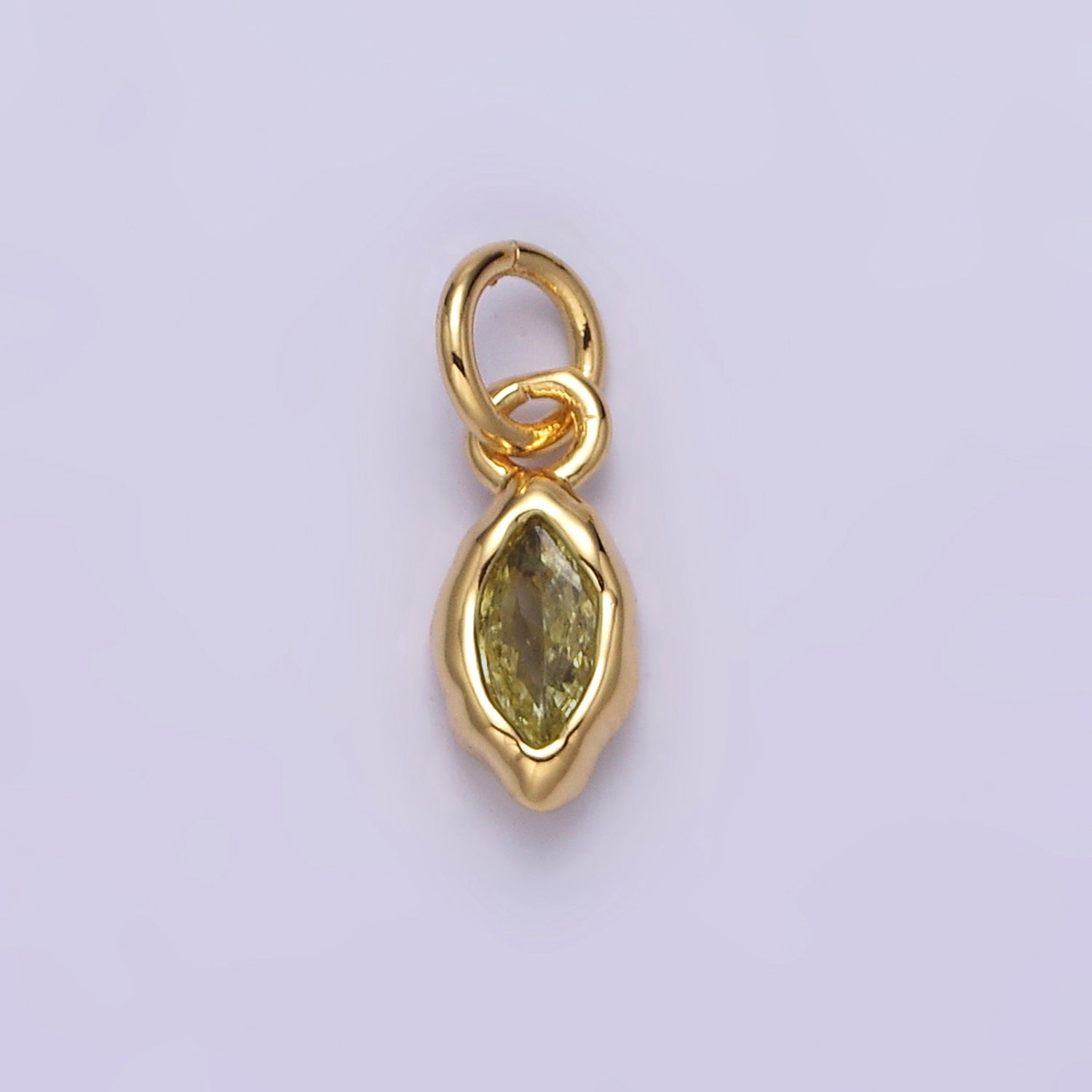 14K Gold Filled Molten Marquise Personalized Birth Month CZ Charm | AC-1378 - AC-1389
