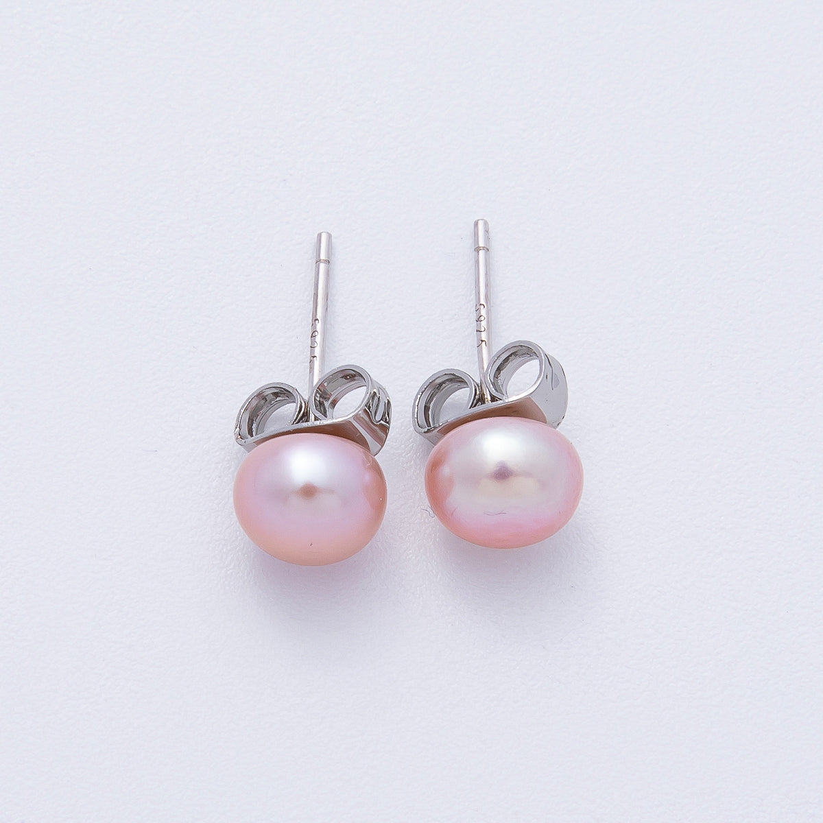 Silver 6mm White, Pink, Off-White Shell Pearl Round Stud Earrings | AD1676 - AD1678