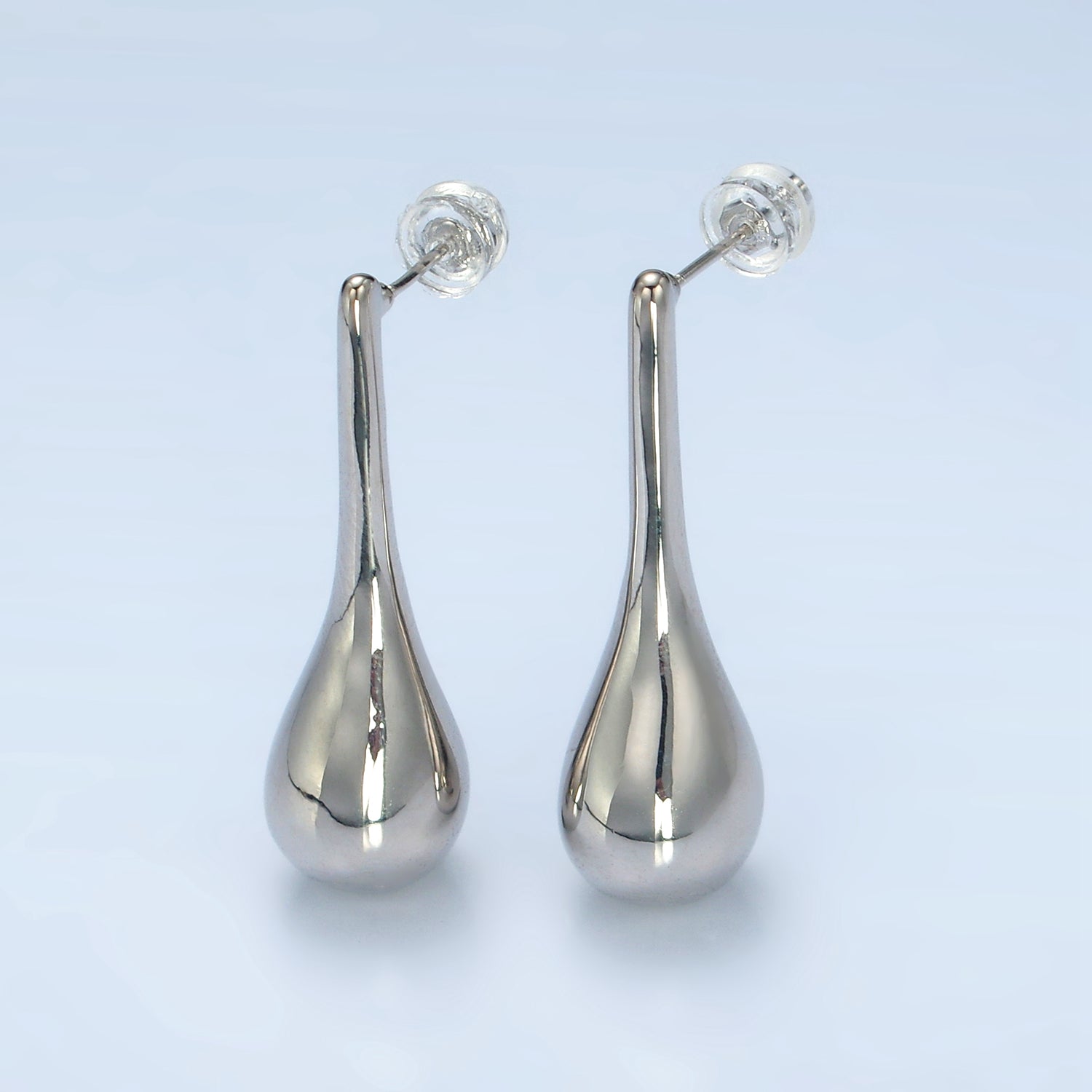 24K Gold Filled 34mm Teardrop Molten Drop Stud Earrings in Gold & Silver | AD590 AD591