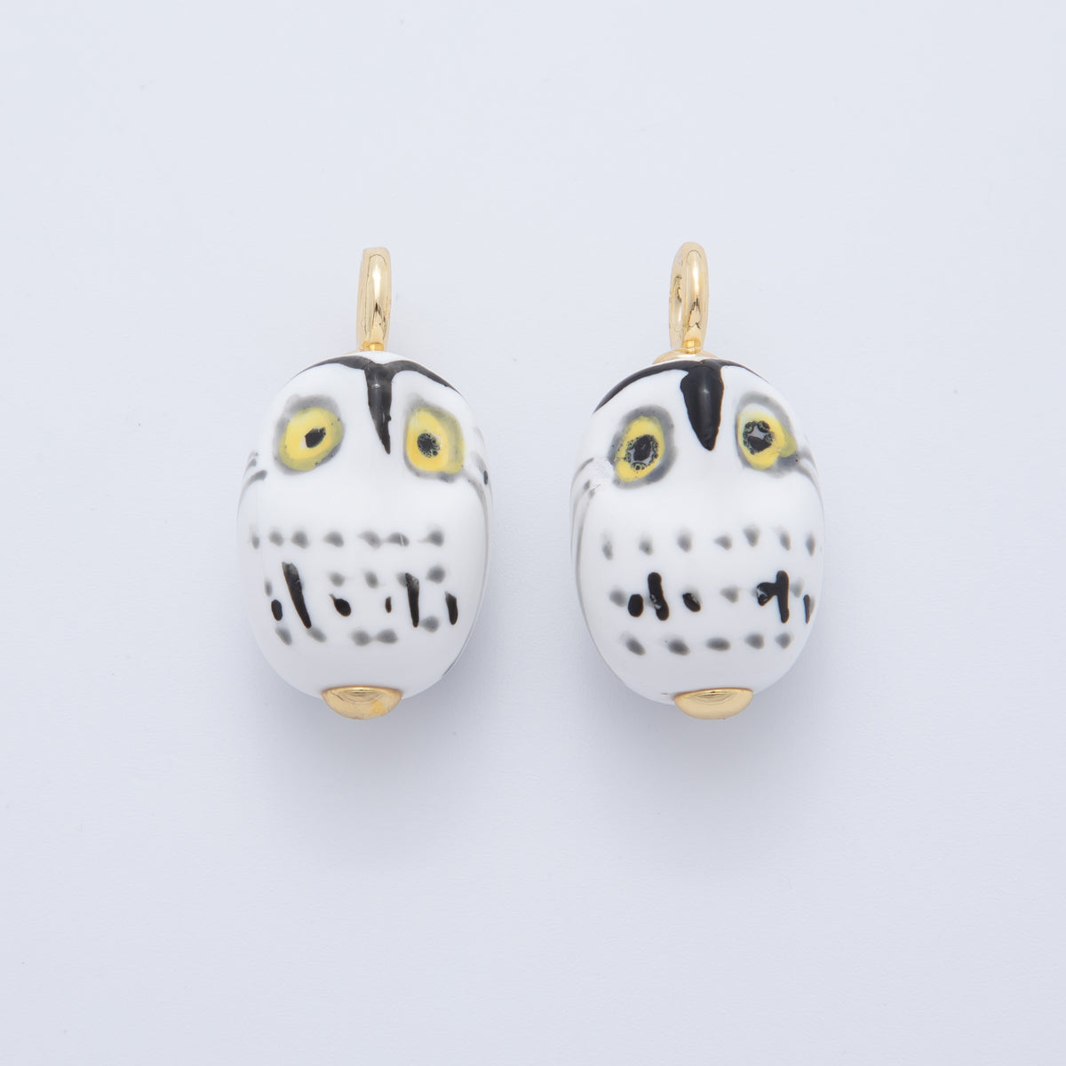 18K Gold Filled White, Red,Yellow, Blue Owl Bird Animal Ceramic Drop Pendant | AF696 AF697