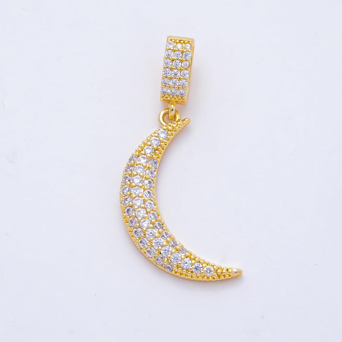 18K Gold Filled 26mm Micro Paved Celestial Moon Pendant Charm | AF1179