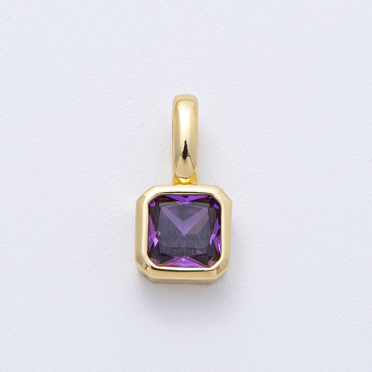 24K Gold Filled Birthstone Baguette CZ Pendant | AF1237 - AF1242