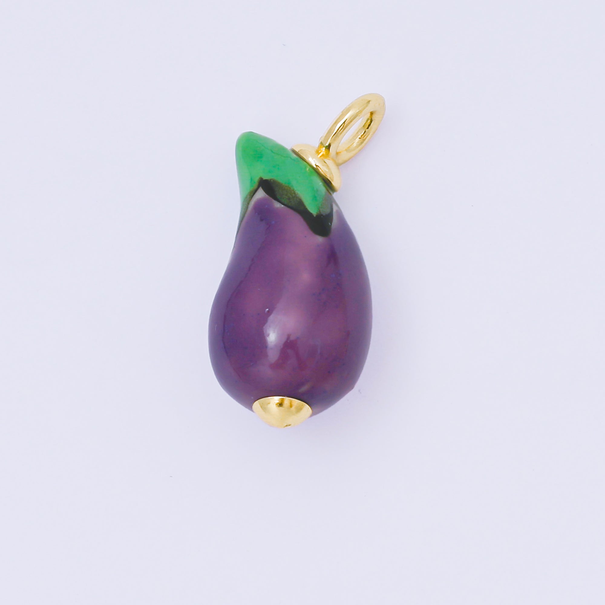 14K Gold Filled 25mm Eggplant Vegetable Ceramic Drop Pendant | AF-1304