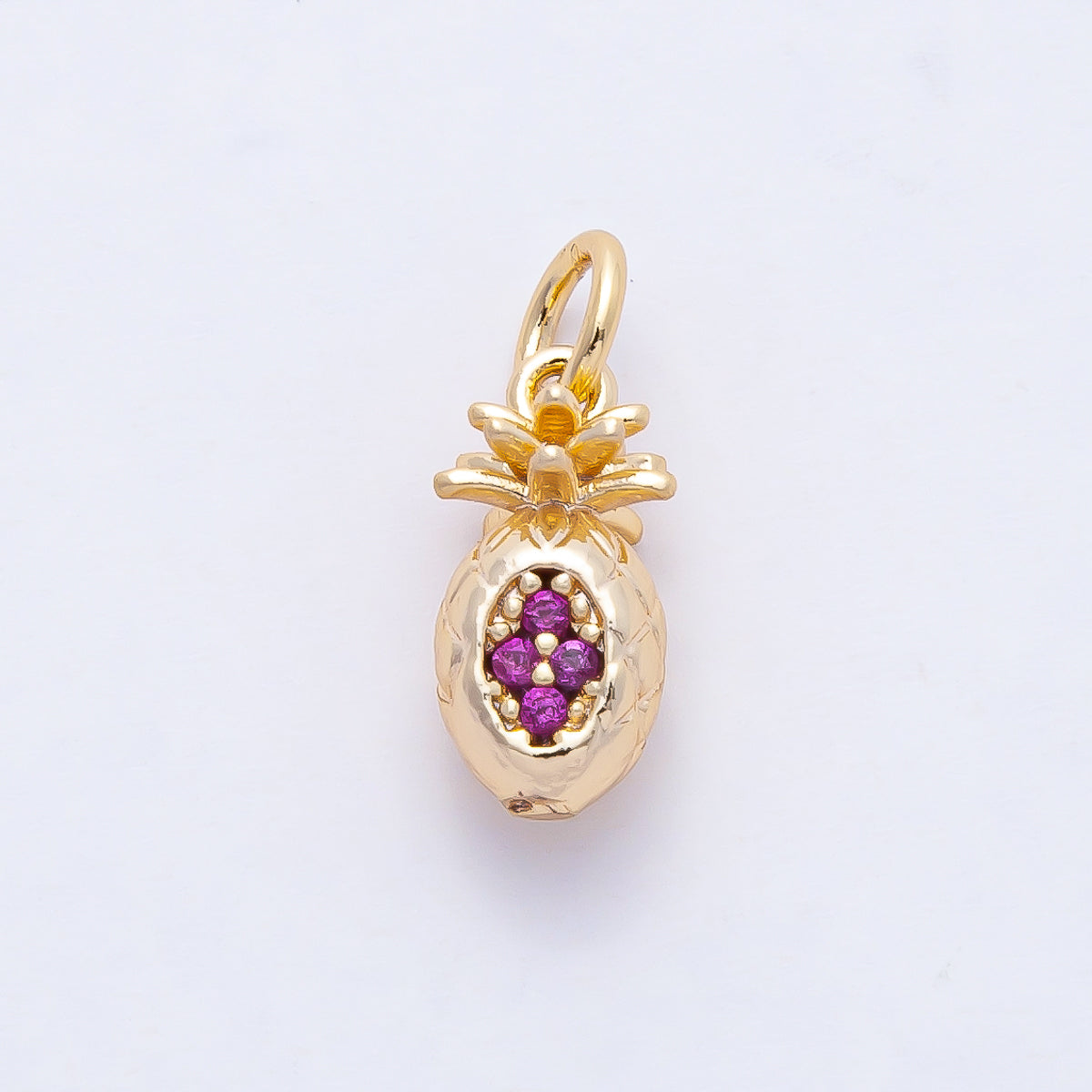 18K Gold Filled 12mm Fuchsia Tropical Pineapple Fruit Charm | AF1462