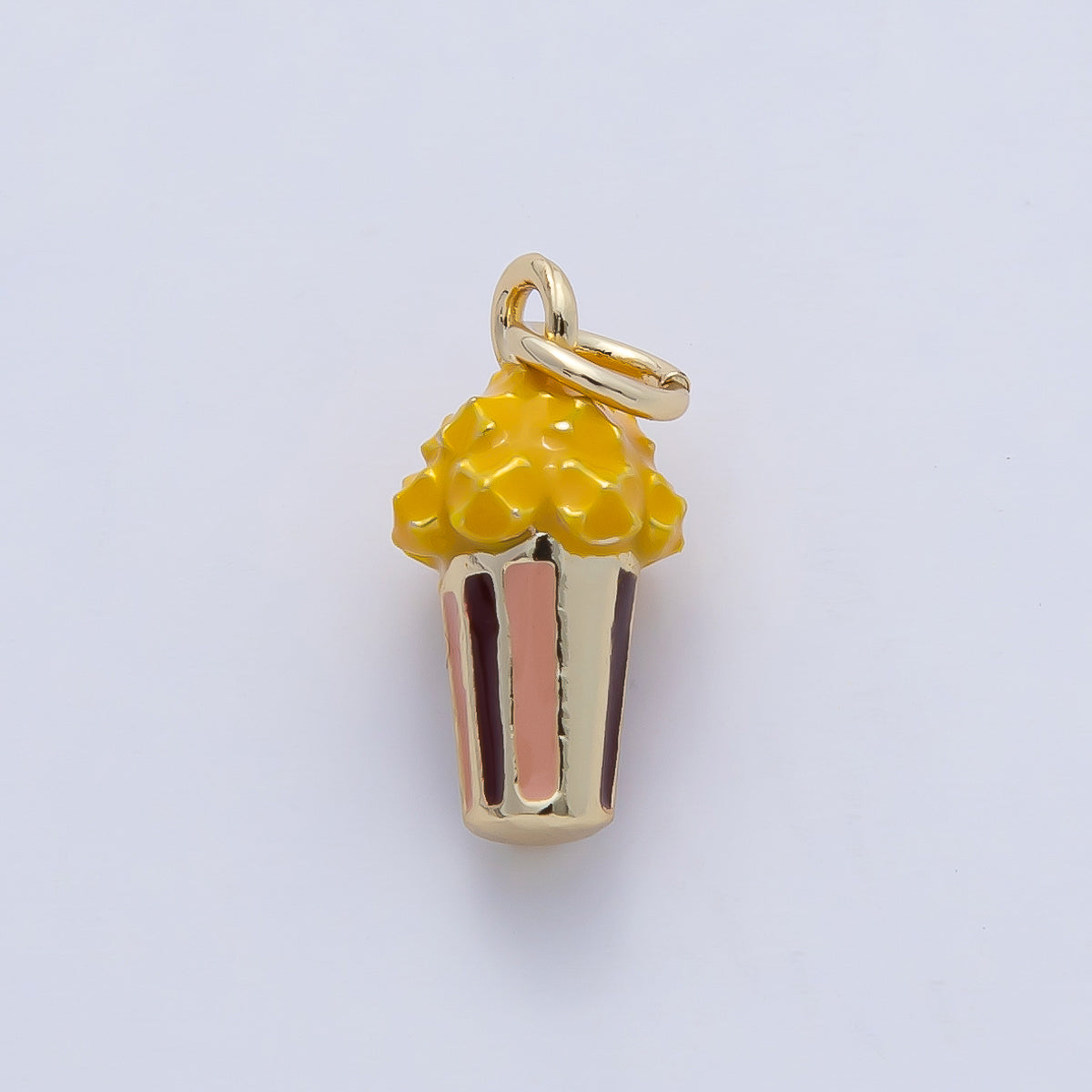 18K Gold Filled 15mm Popcorn Snack Enamel Multidimensional 3D Charm | AF1473
