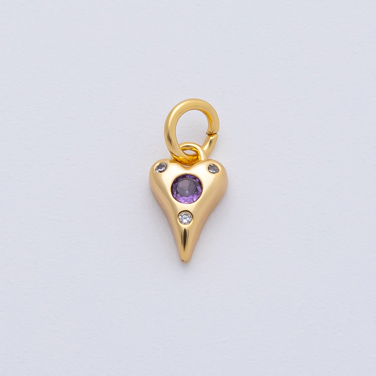 18K Gold Filled 9.3mm Pink, Purple, Clear, Green, Blue Clear CZ Dotted Teardrop Mini Charm | AF1483 - AF1485
