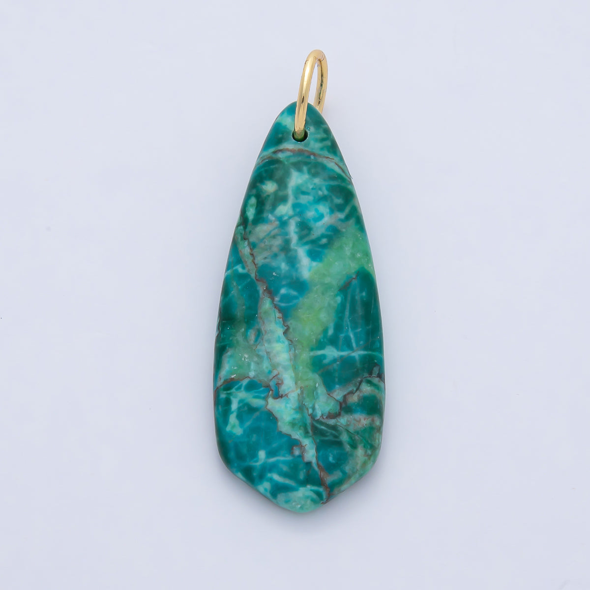 18K Gold Filled Dyed Turquoise Teardrop Gemstone Charm Pendant | AF1490
