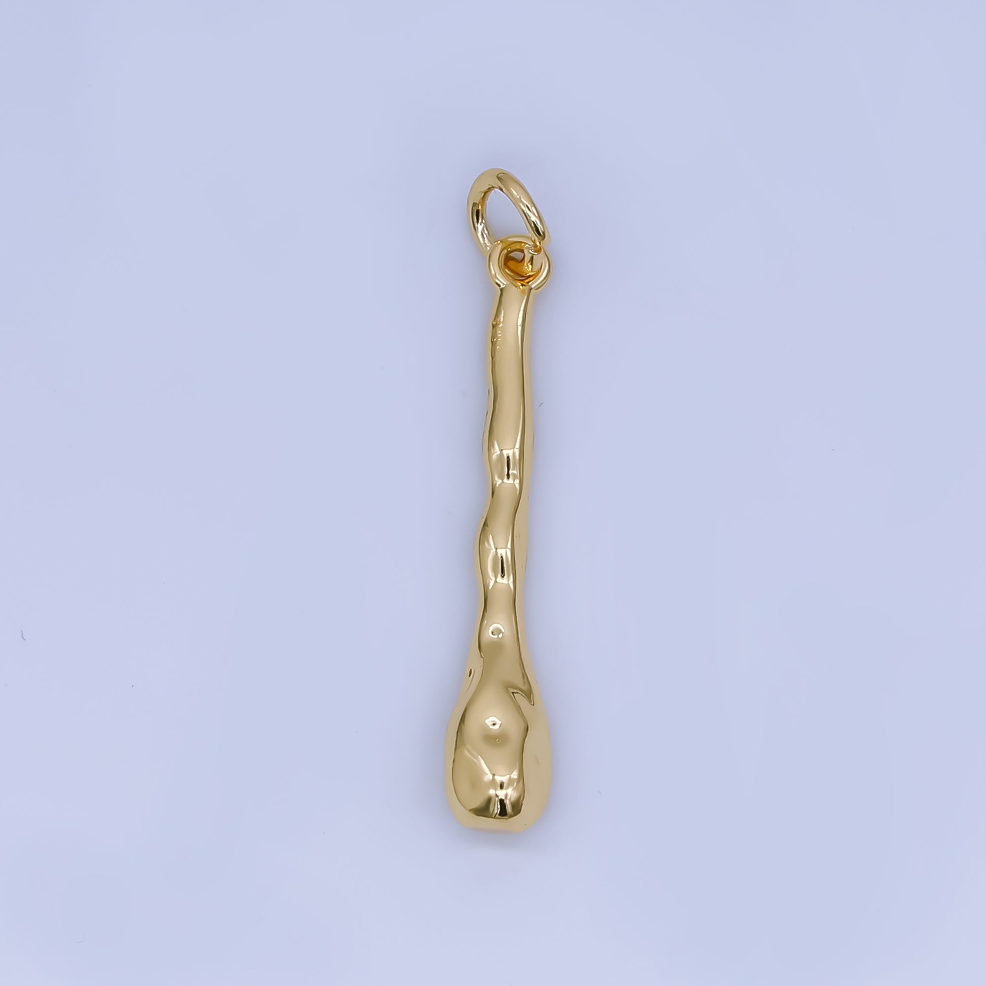 24k Gold Filled Molten Curvy Linear Drop Charm | AF1507