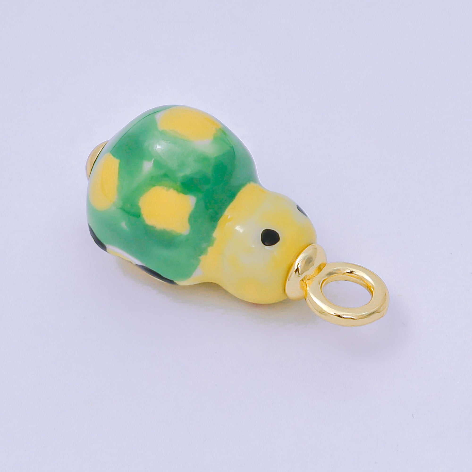 24K Gold Filled 26mm Handmade Ceramic Green Ladybug Animals Charm | AF1520