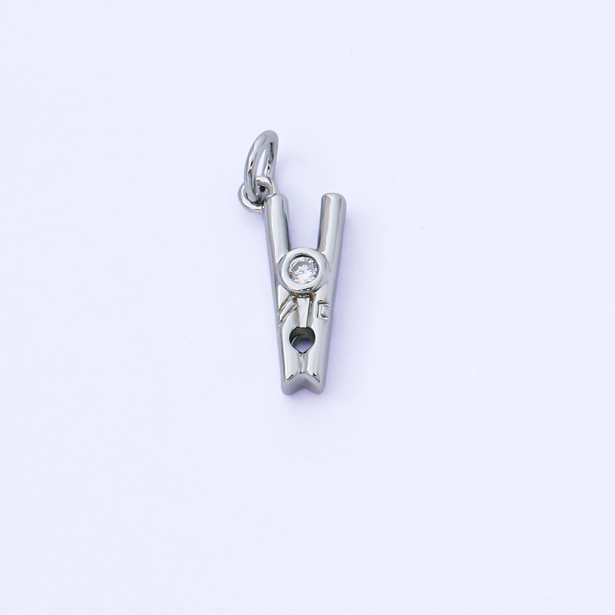 24k Gold Filled Clothespin with CZ Tiny Charm | AF1550