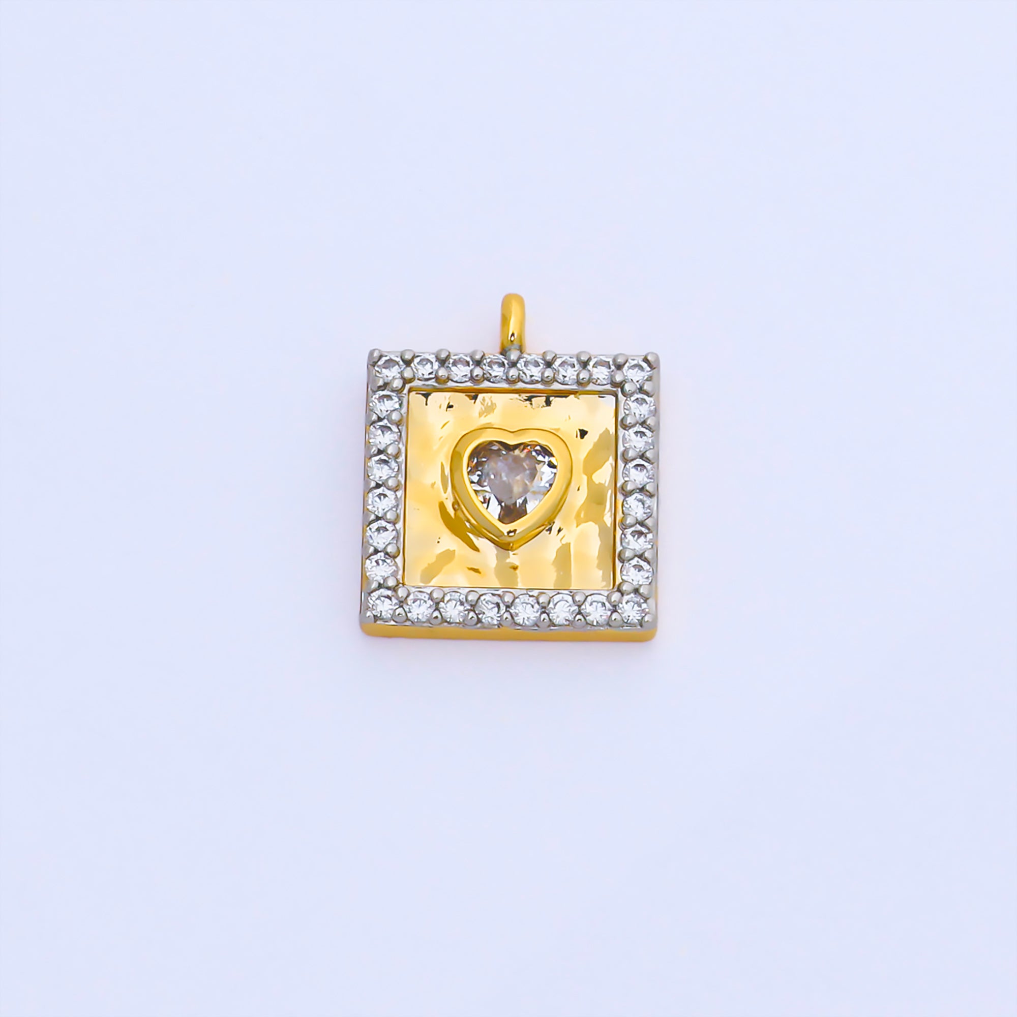 24K Gold Filled Tag Heart Pendant Mix Metal Love Charm | AF1560