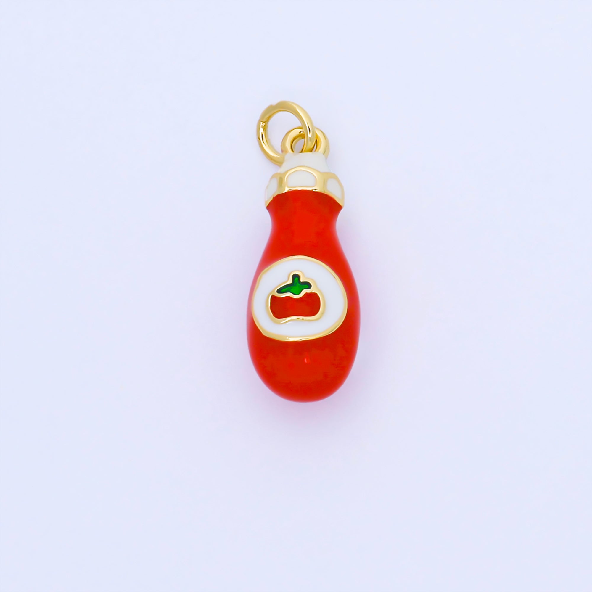 24K Gold Filled Tomato Ketchup Enamel 3D Multidimensional Charm | AF1564