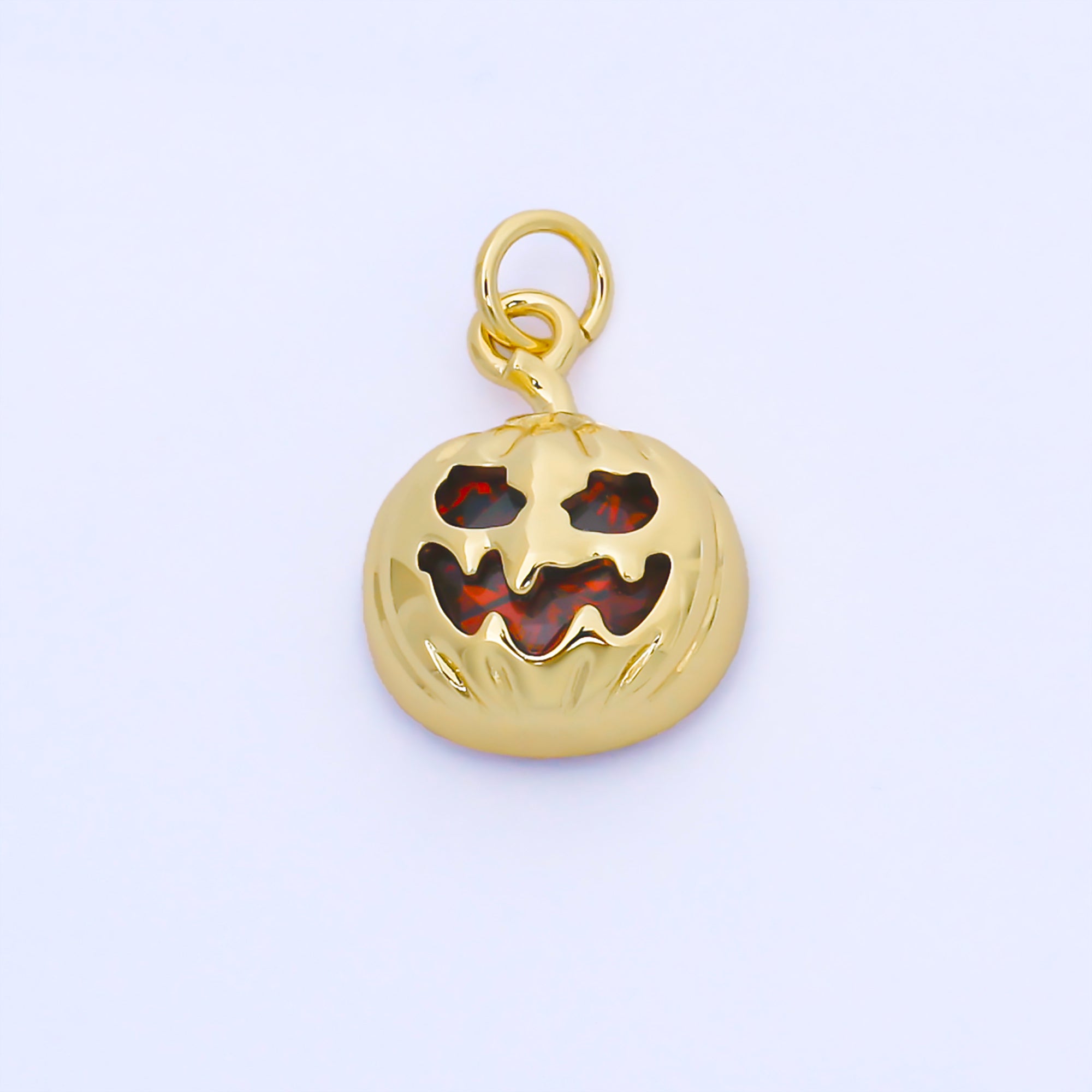 24K Gold Filled Jack O Lantern Pumpkin Pendant Halloween Charm | AF1565