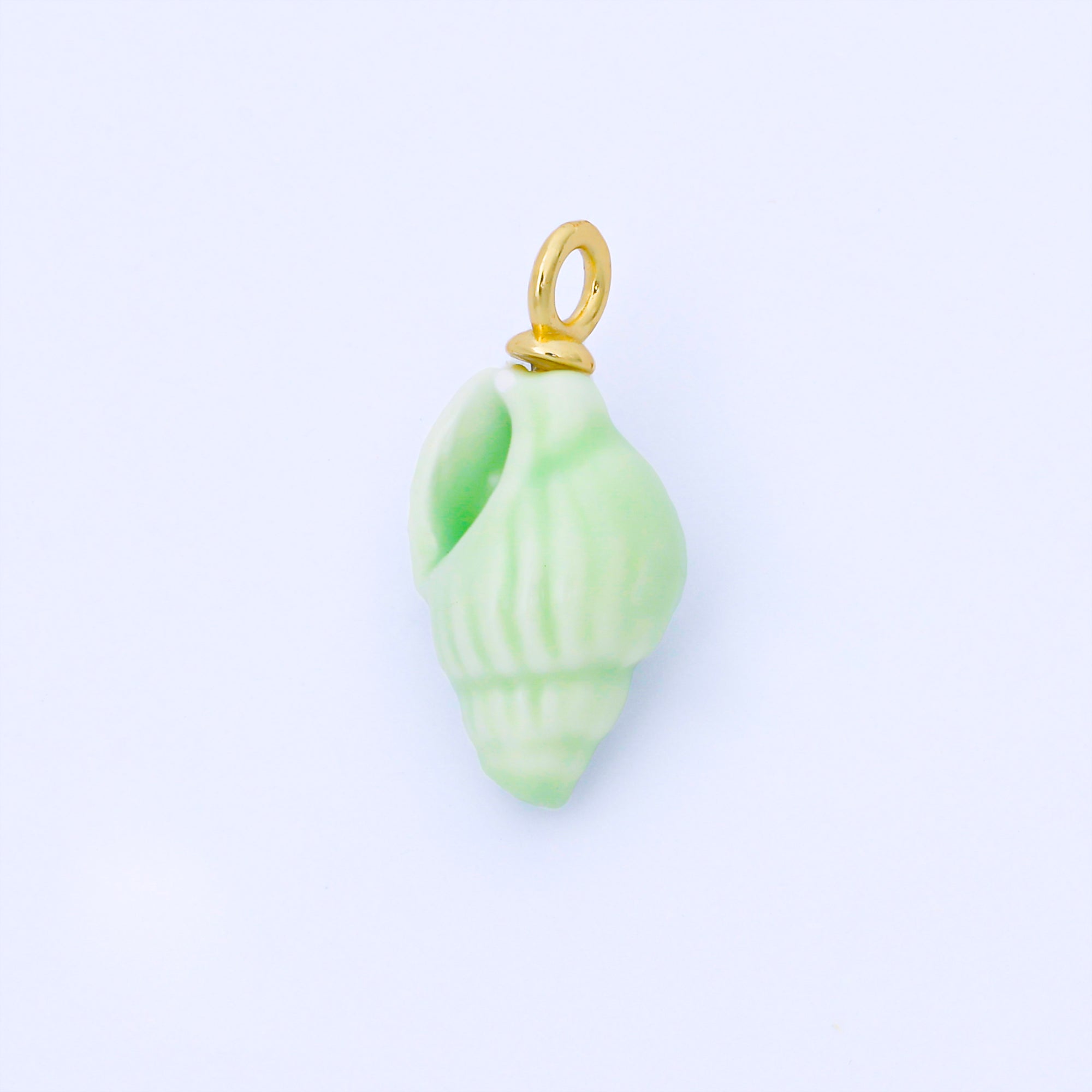 24K Gold Filled 12mm Handmade Ceramic Trumpet Seashell Charm | AF1571 - AF1576