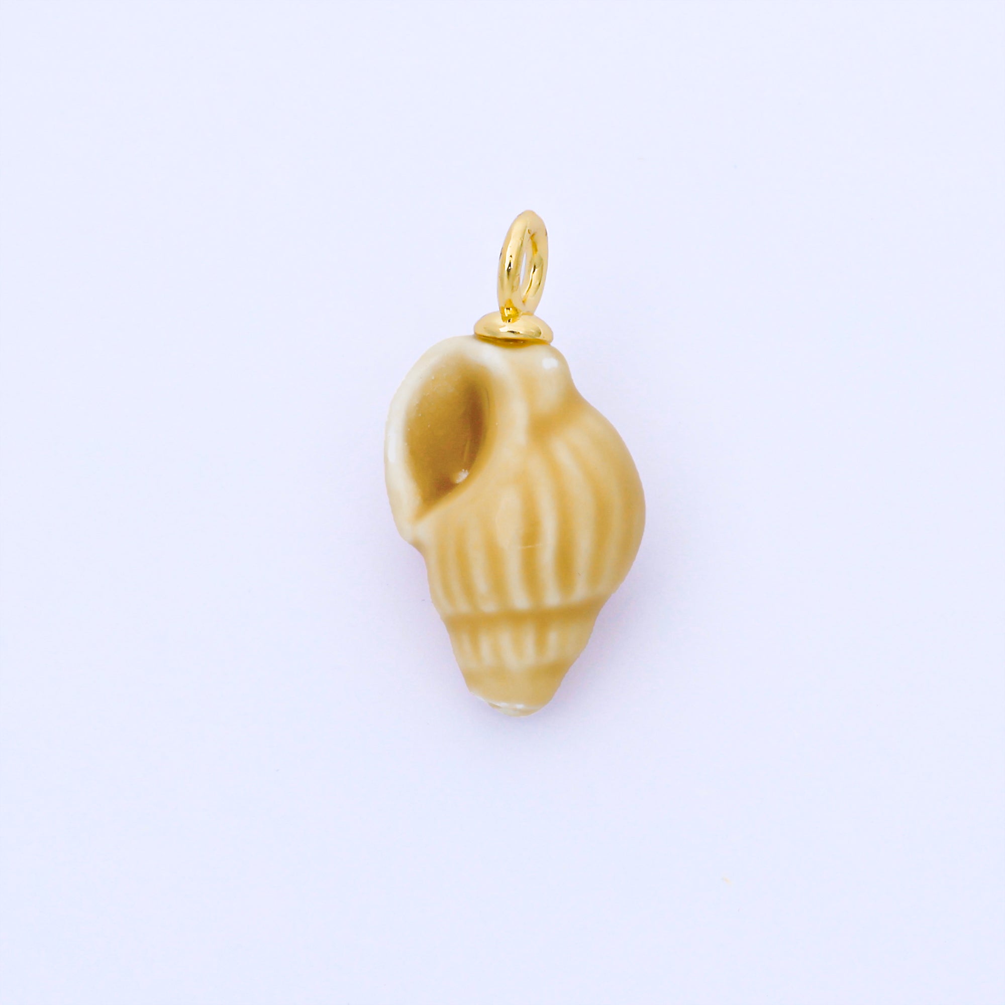 24K Gold Filled 12mm Handmade Ceramic Trumpet Seashell Charm | AF1571 - AF1576