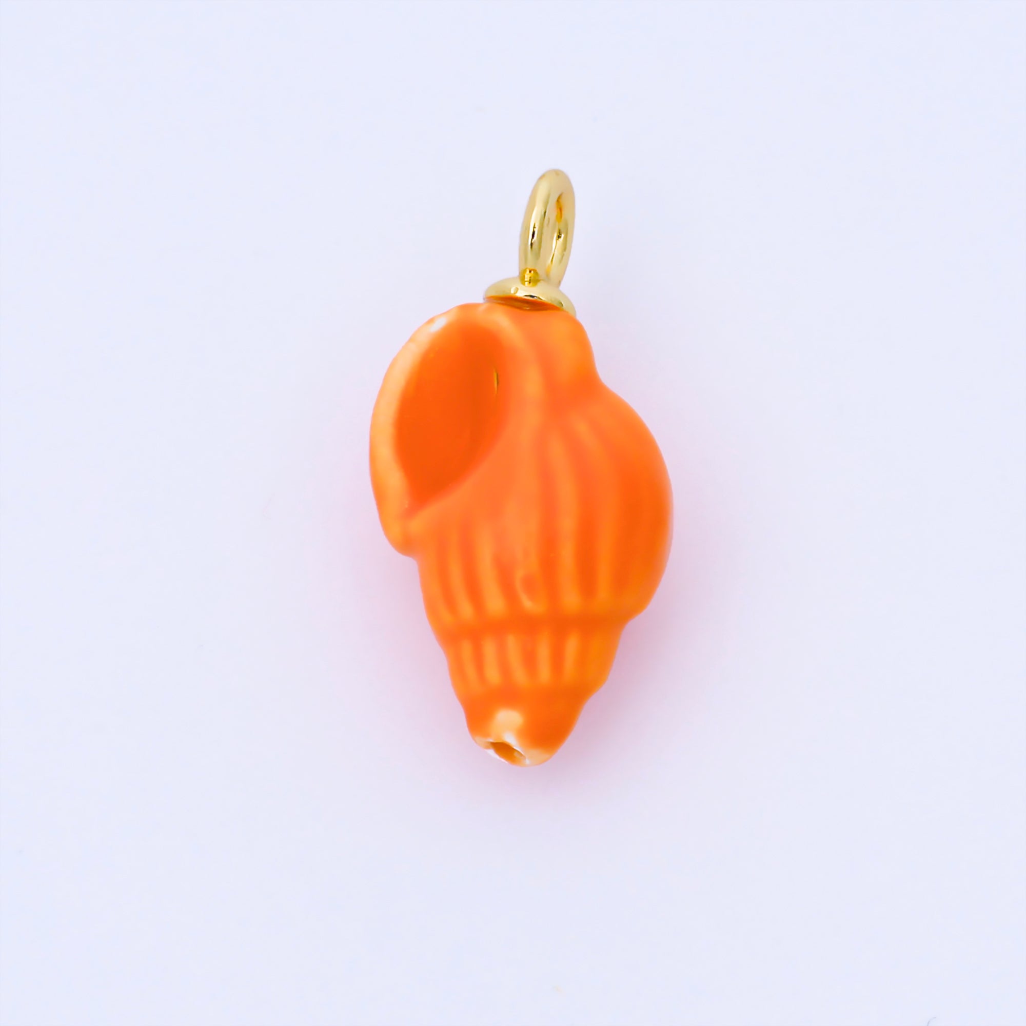 24K Gold Filled 12mm Handmade Ceramic Trumpet Seashell Charm | AF1571 - AF1576