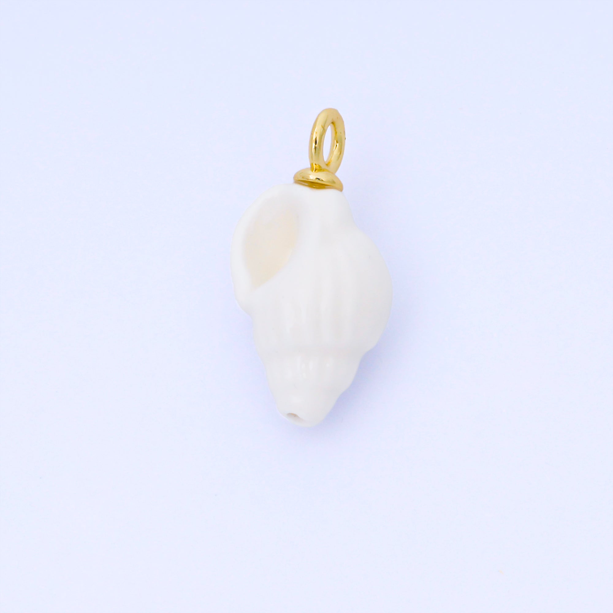 24K Gold Filled 12mm Handmade Ceramic Trumpet Seashell Charm | AF1571 - AF1576