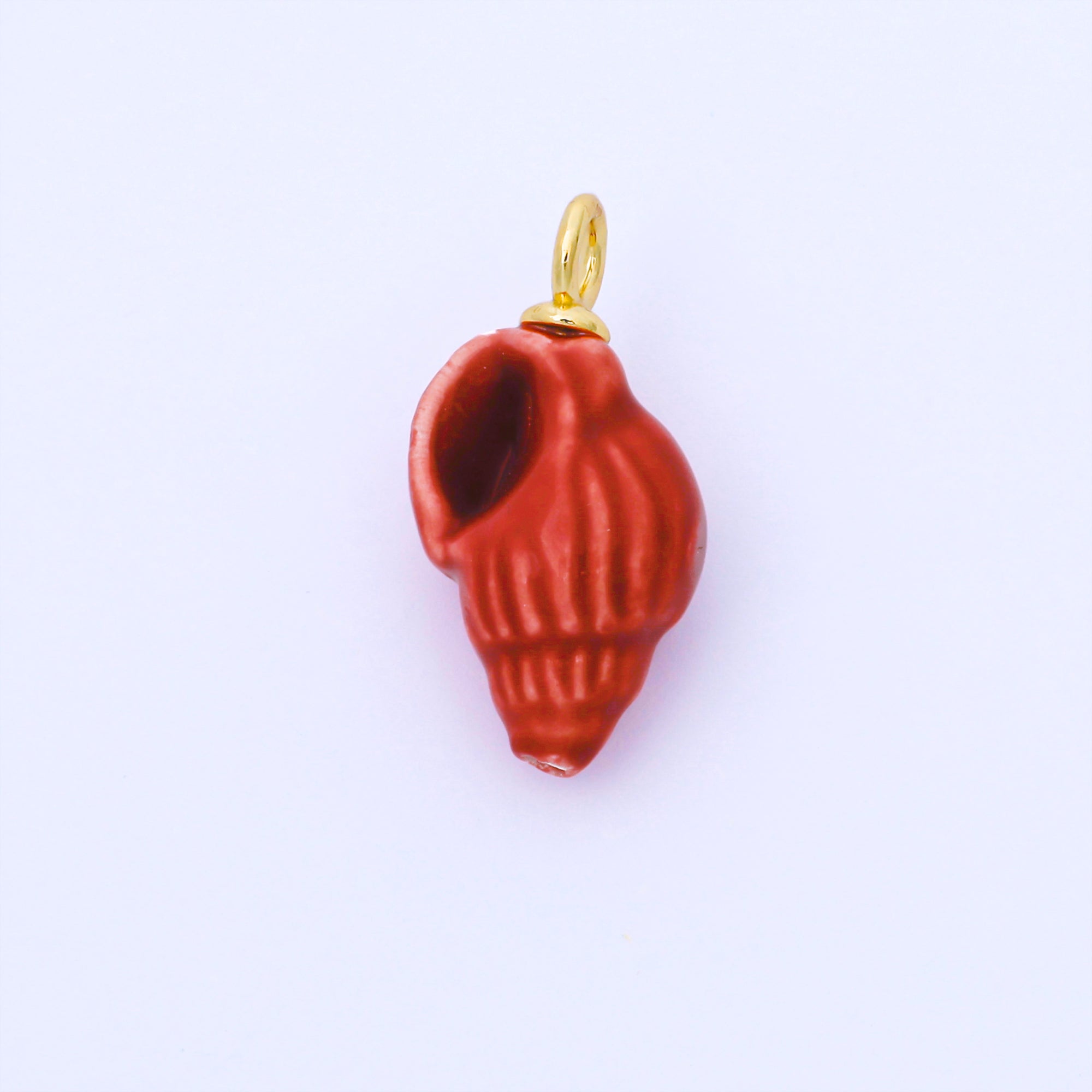 24K Gold Filled 12mm Handmade Ceramic Trumpet Seashell Charm | AF1571 - AF1576