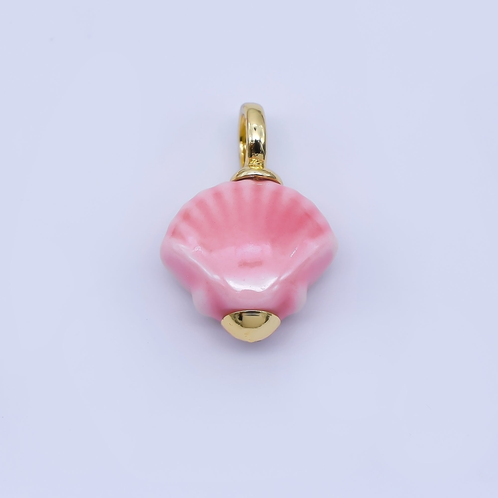 24K Gold Filled 12mm Handmade Ceramic Clam Seashell Charm | AF1577 - 1582