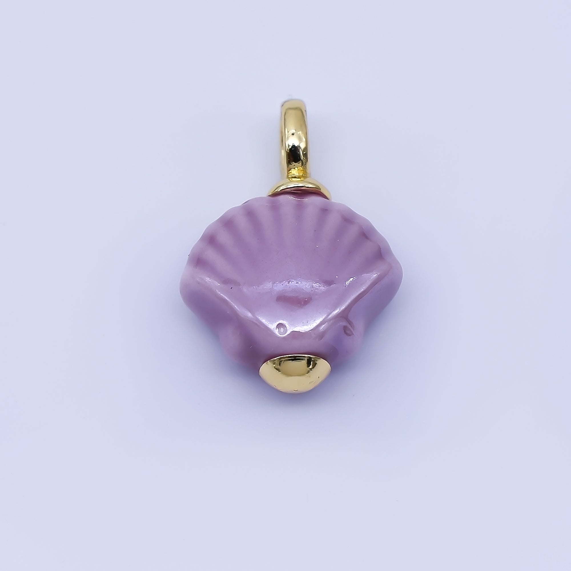 24K Gold Filled 12mm Handmade Ceramic Clam Seashell Charm | AF1577 - 1582